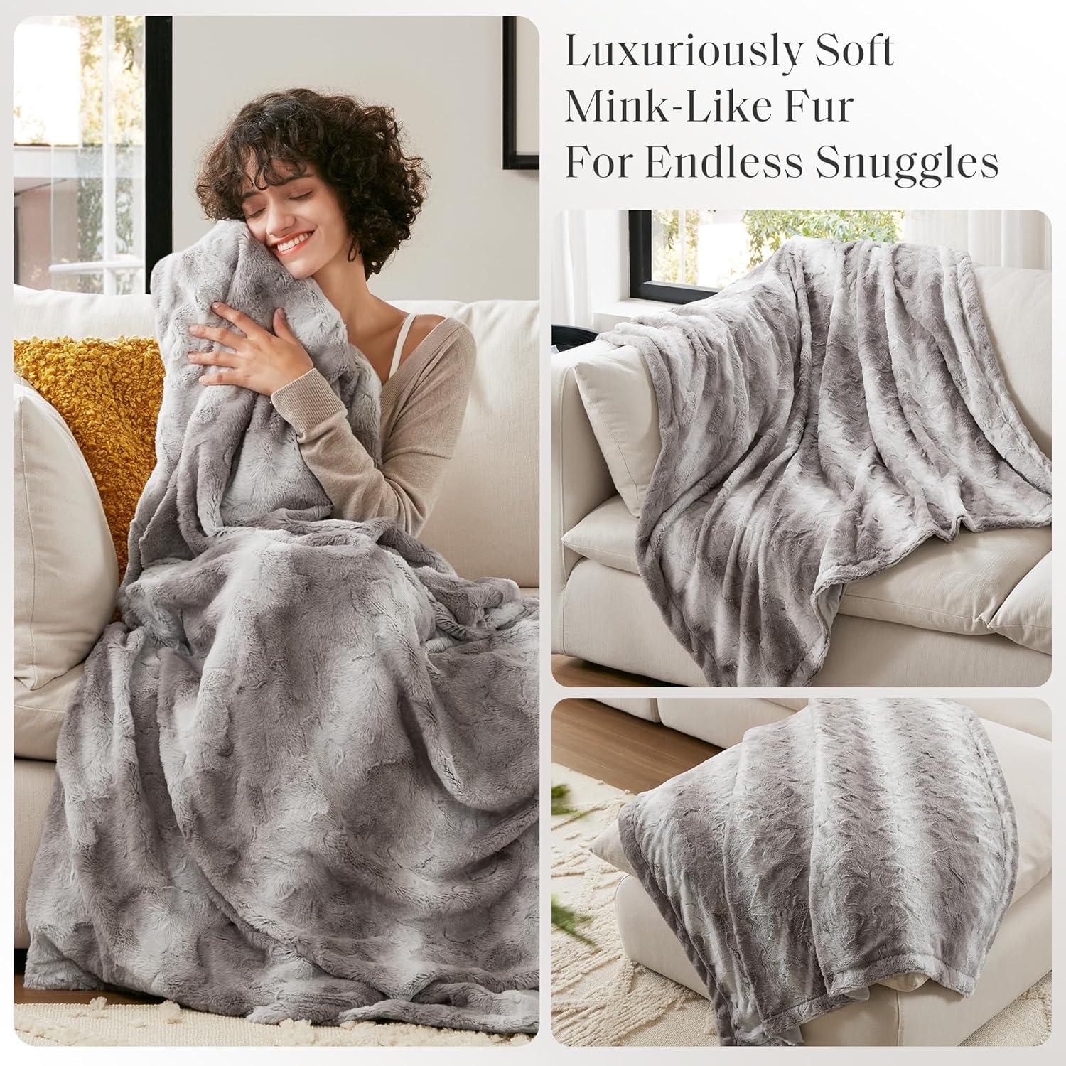 60"x70" Oversized Marselle Faux Fur Throw Blanket - Madison Park