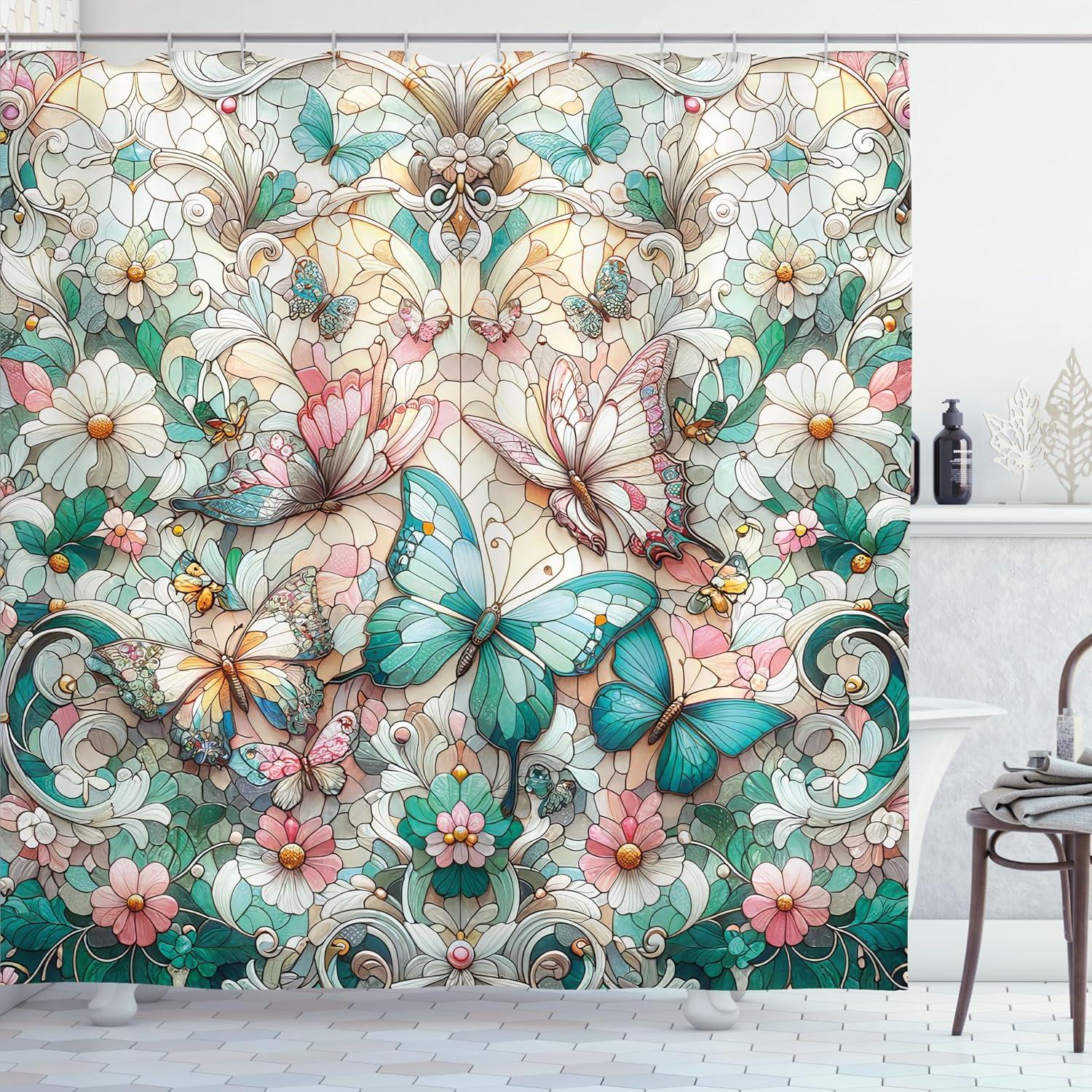 Abstract Shower Curtain, Retro Vertical Striped Background in Different Shades of Earthen Tones Image, Fabric Bathroom Set with Hooks, 69W X 70L Inches, Tan and Brown, by Ambesonne