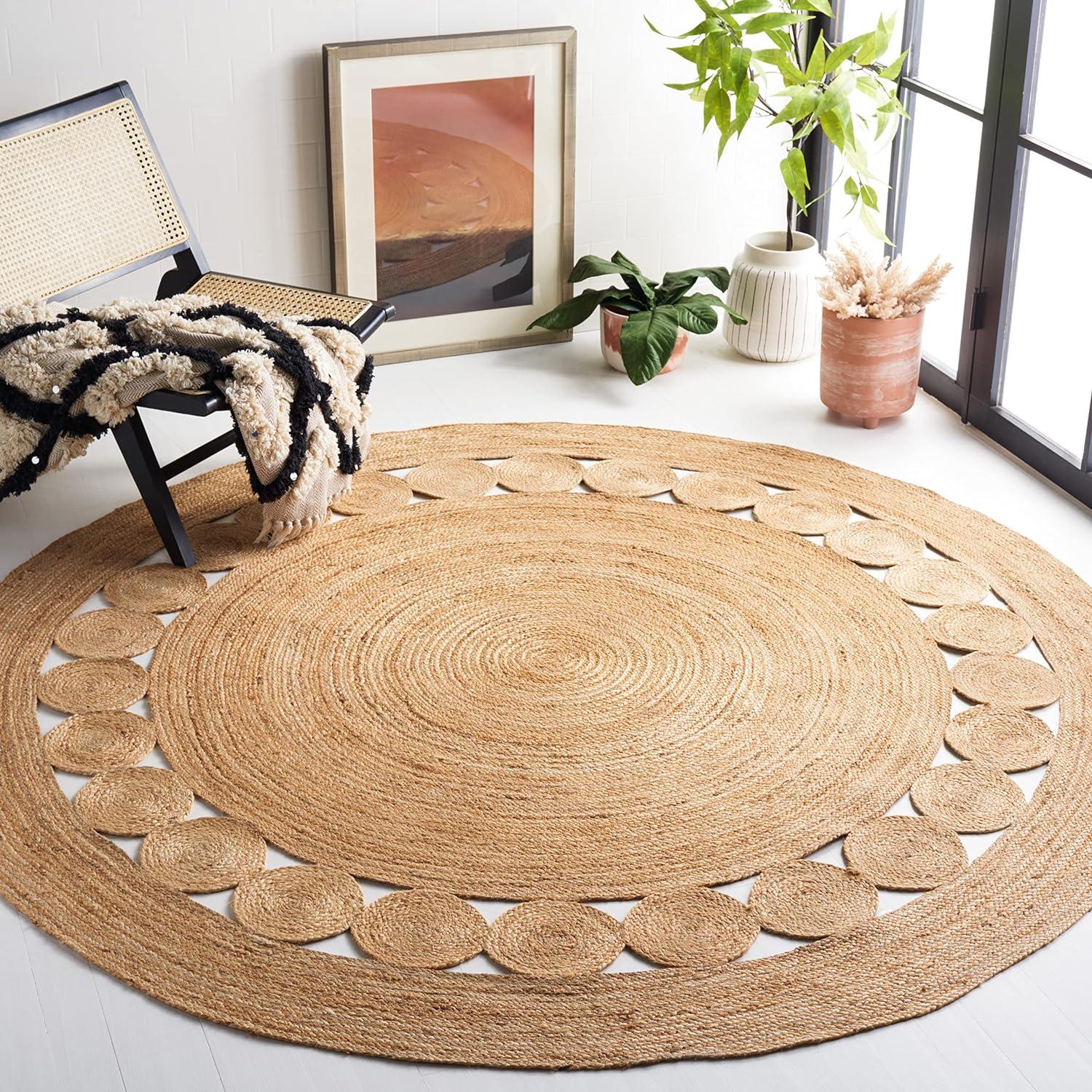 Handmade Boho Charm Round Jute Area Rug - 8' Black