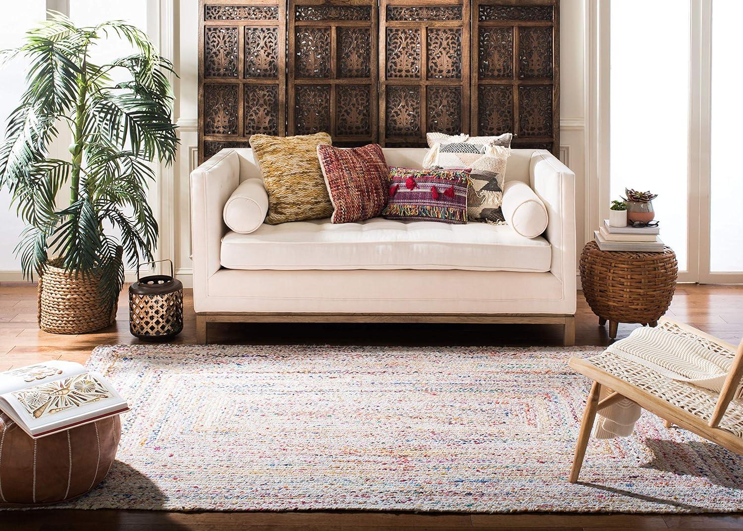 Braided BRD210 Hand Woven Area Rug - Ivory/Multi - 6'x6' - Safavieh.