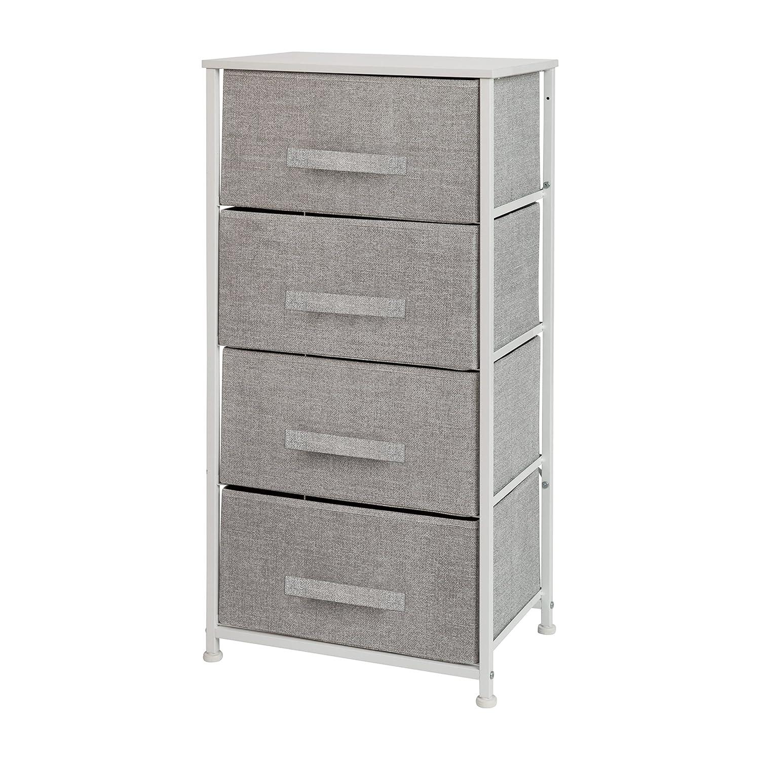 Malone 4 Drawer Vertical Storage Dresser with Wood Top & Fabric Pull Drawers