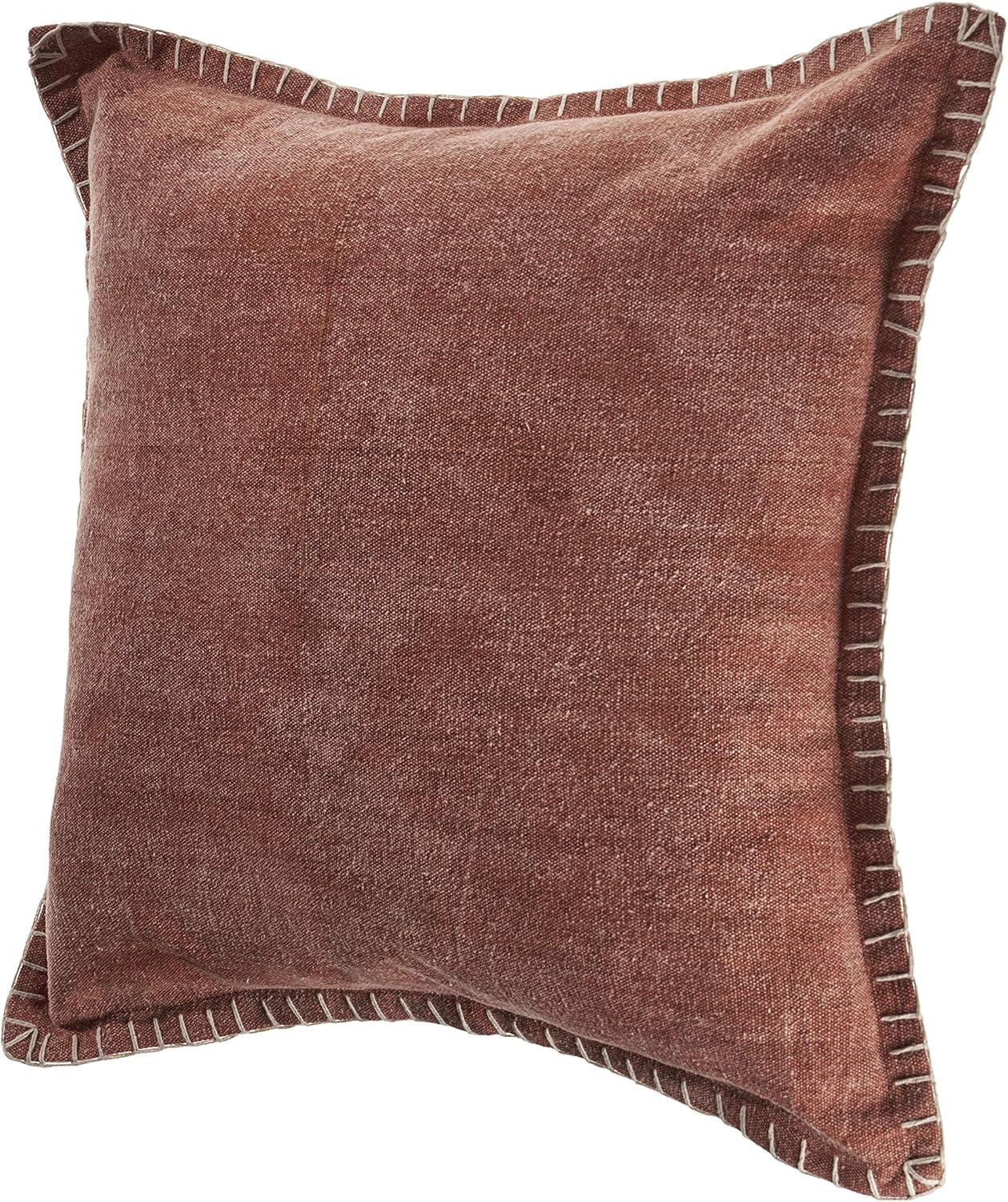 Ox Bay Embroidery Edges Throw Pillow, Brown, 24 in. Square, Count per Pack 1