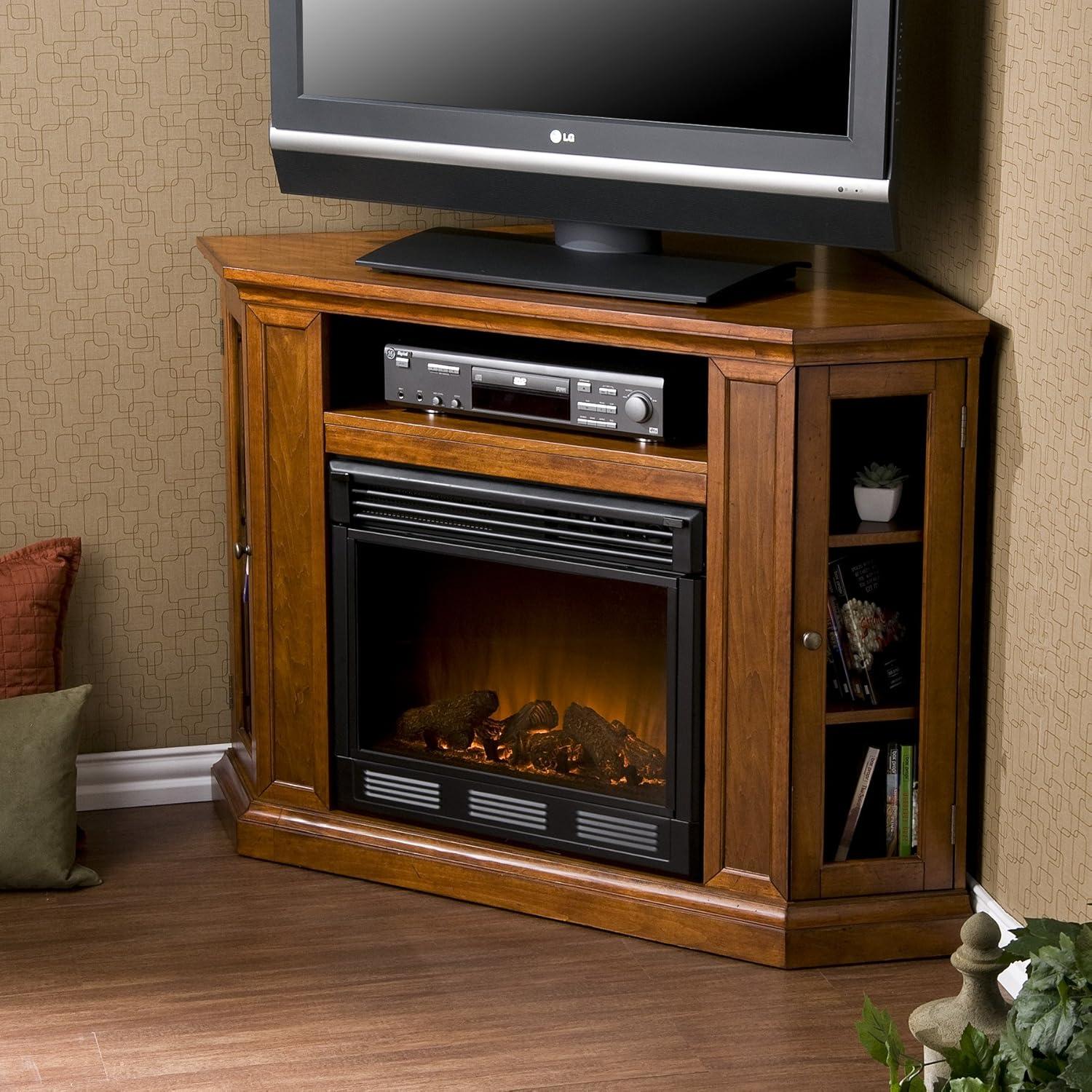 SEI Furniture Ponoma Convertible Media Electric Fireplace in Mahogany