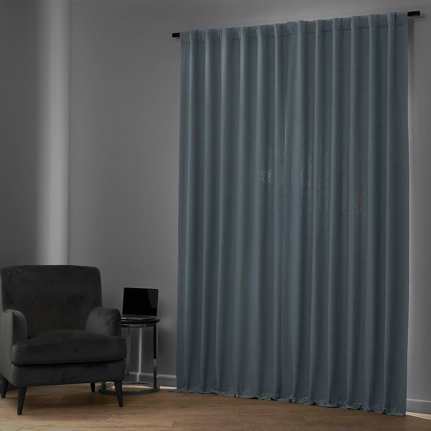 Gulf Blue Blackout Polyester Window Panel, 96 Inches