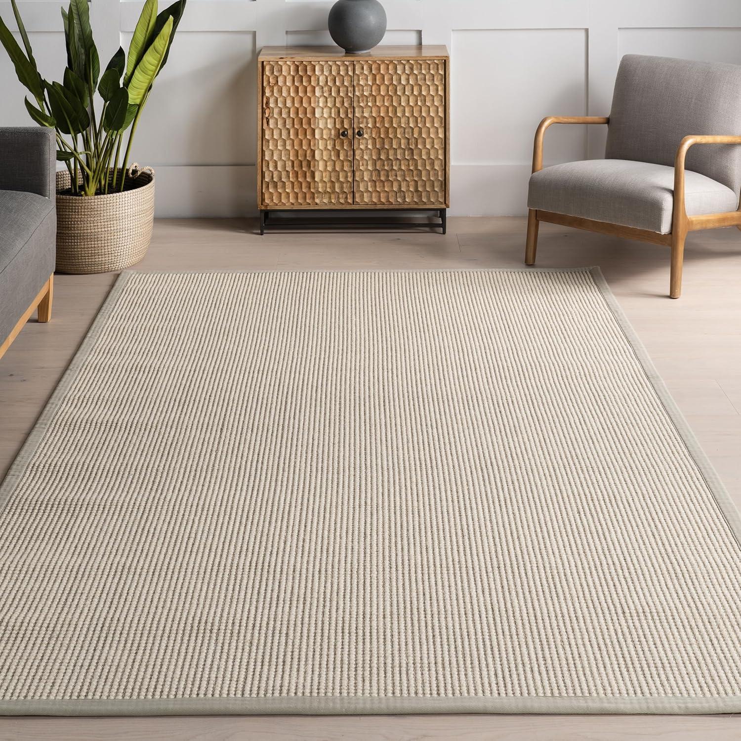 Gray Geometric Wool and Sisal Runner Rug