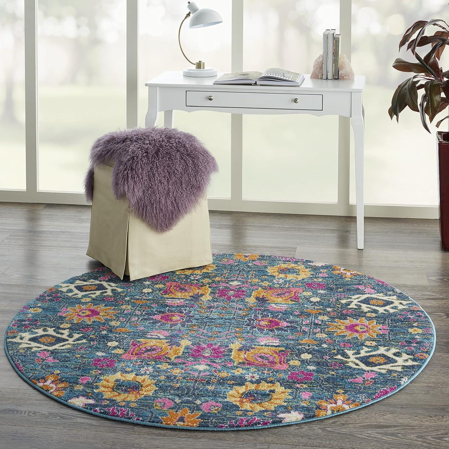 Nourison Passion Bohemian Indoor Rug Fuchsia 5' x Round