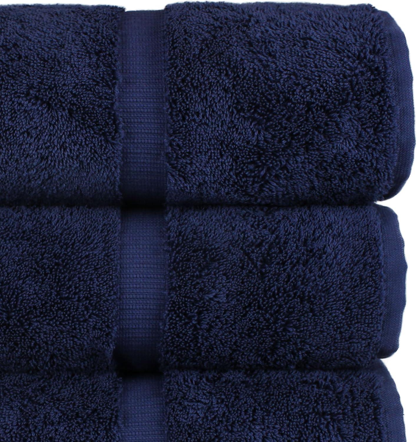 Luxury Hotel & Spa Ultra Soft Hand Towels 100% Turkish Cotton - Navy - Set of 4