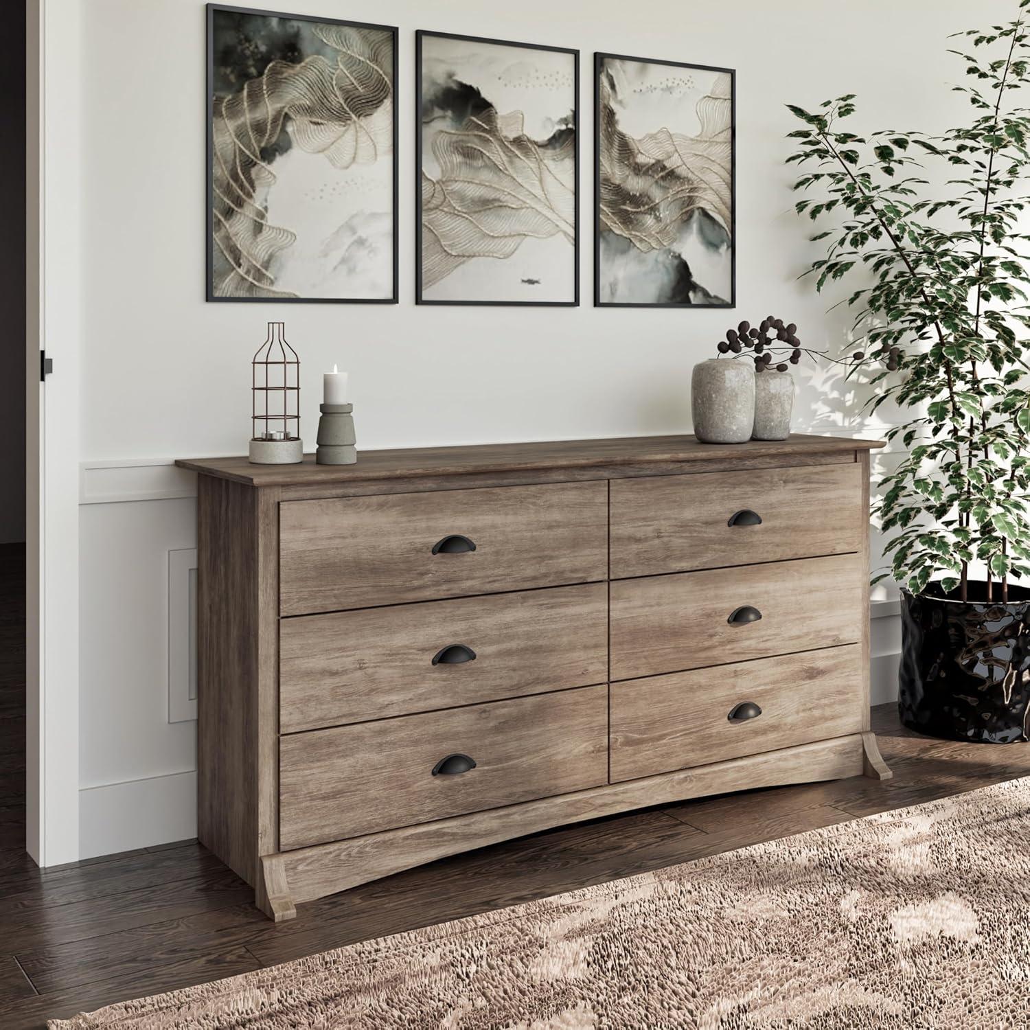 Salt Spring 6 Drawer Dresser Drifted Gray - Prepac