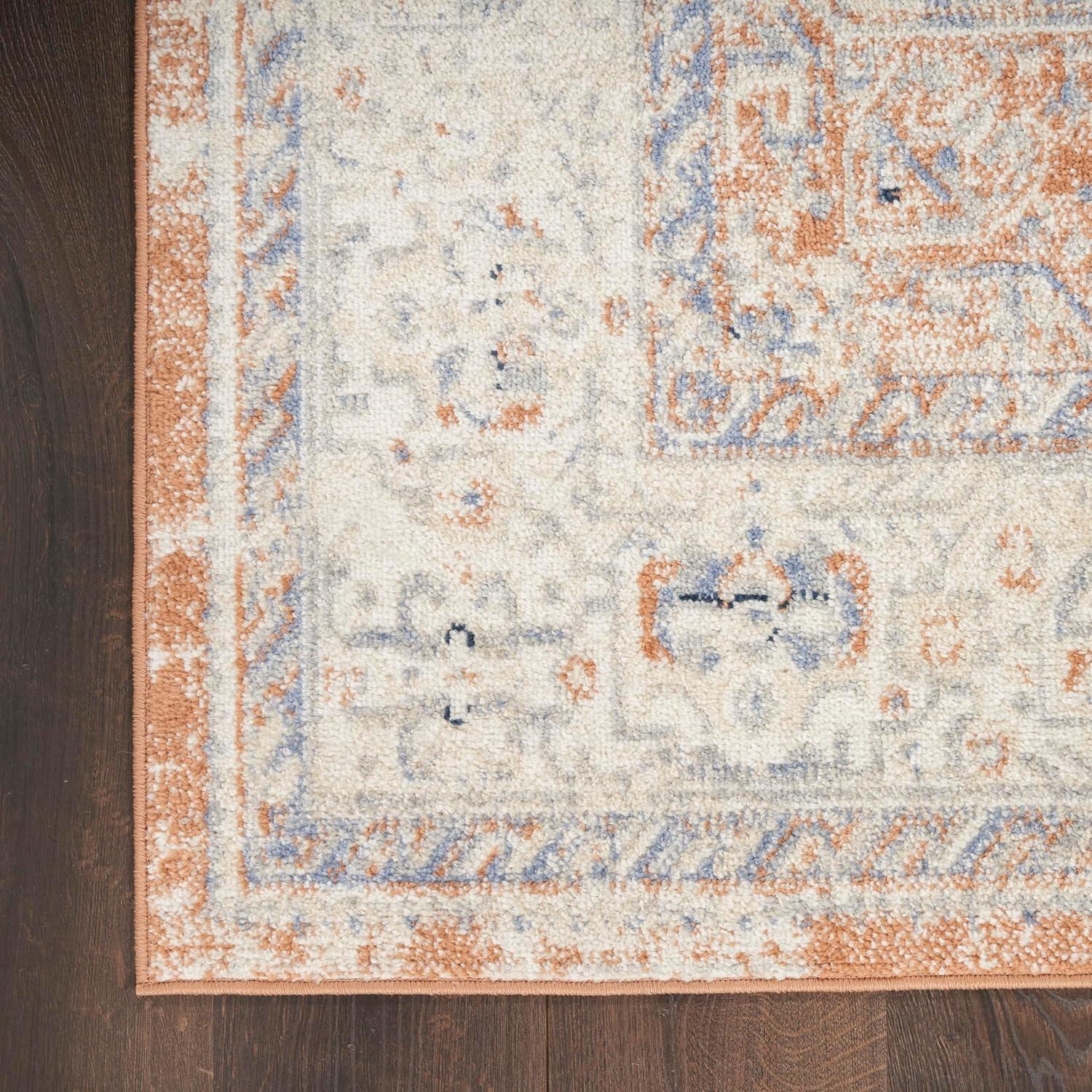 Nourison Essentials Persian Vintage Indoor Outdoor Area Rug Beige Blue 2'2" x 7'6"