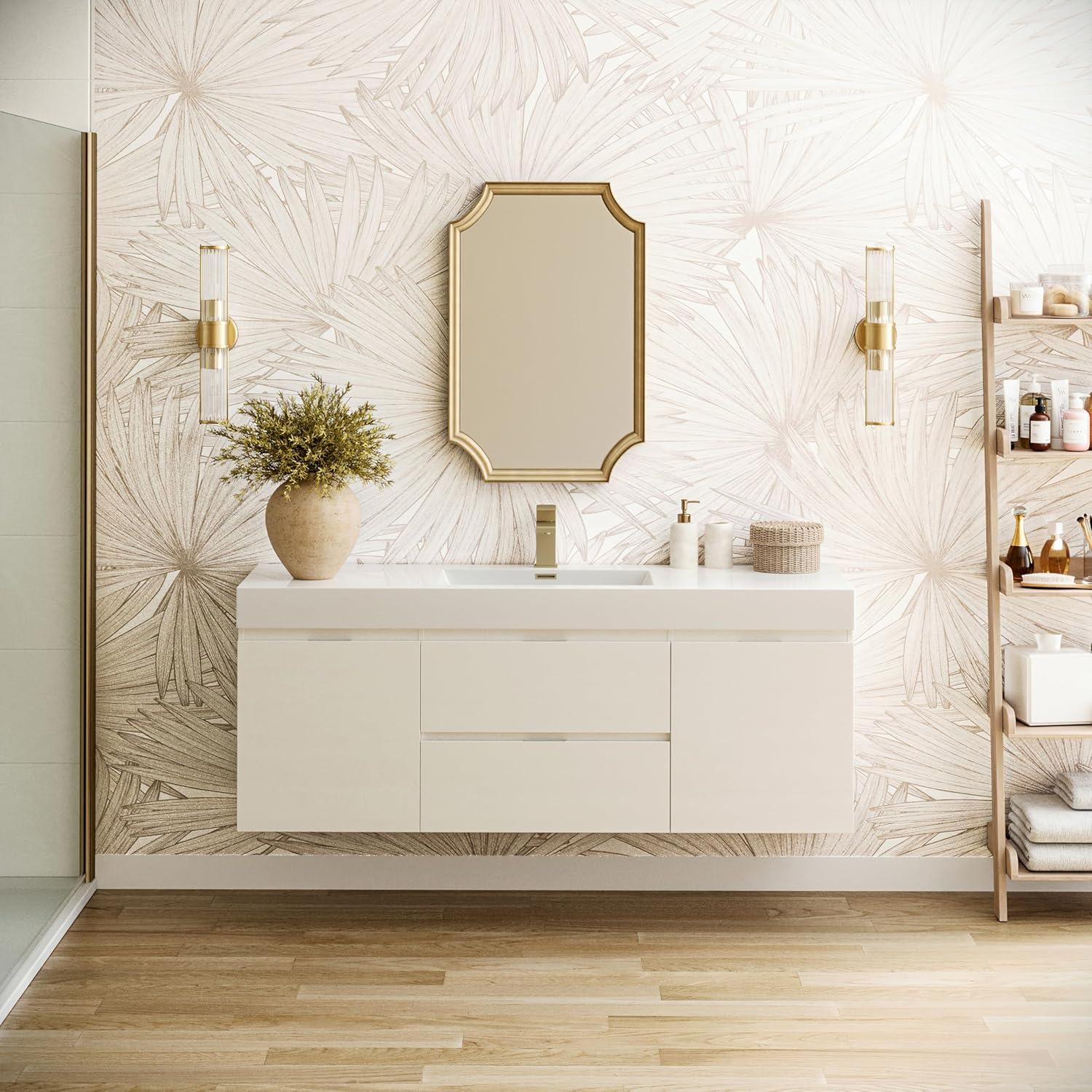 Valencia 60" Wall Mount Single Sink Bathroom Vanity with Top and Sink (Faucet Not Included)