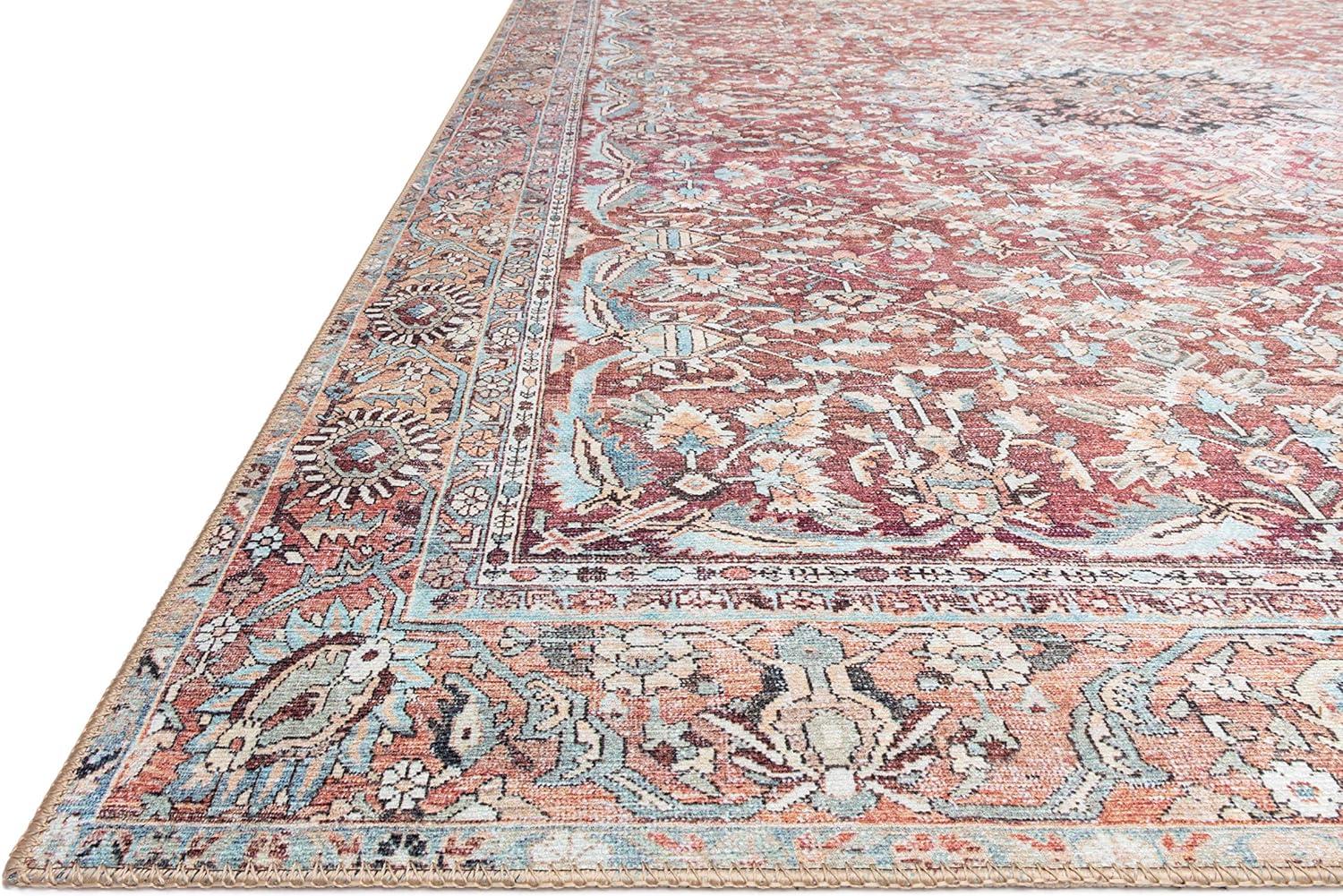 Loloi II Wynter WYN-05 Tomato / Teal Oriental Area Rug 3'-6" x 5'-6"