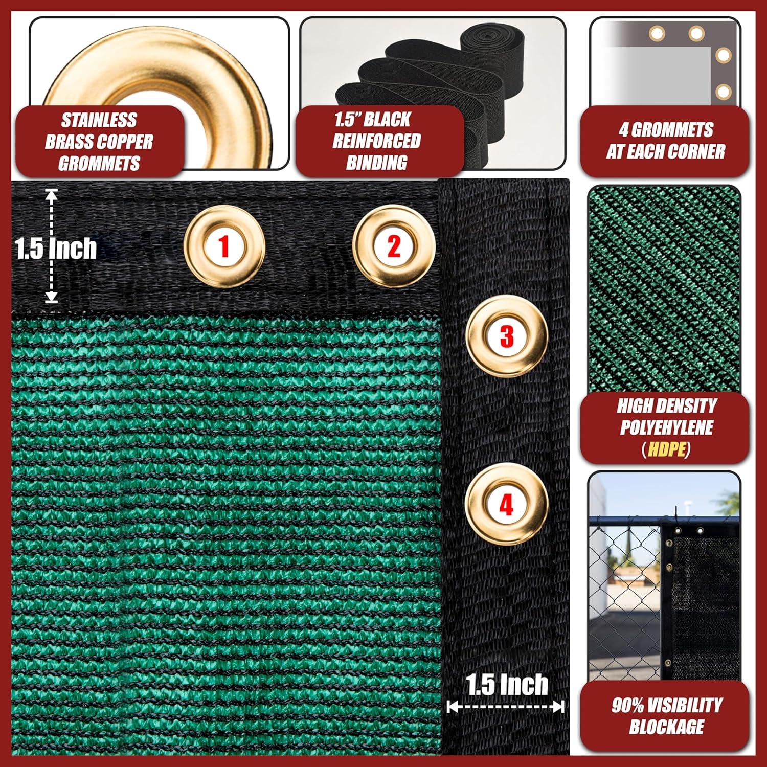 Amgo Amgo Fence Privacy Screen Heavy Duty Windscreen with Bindings & Grommets