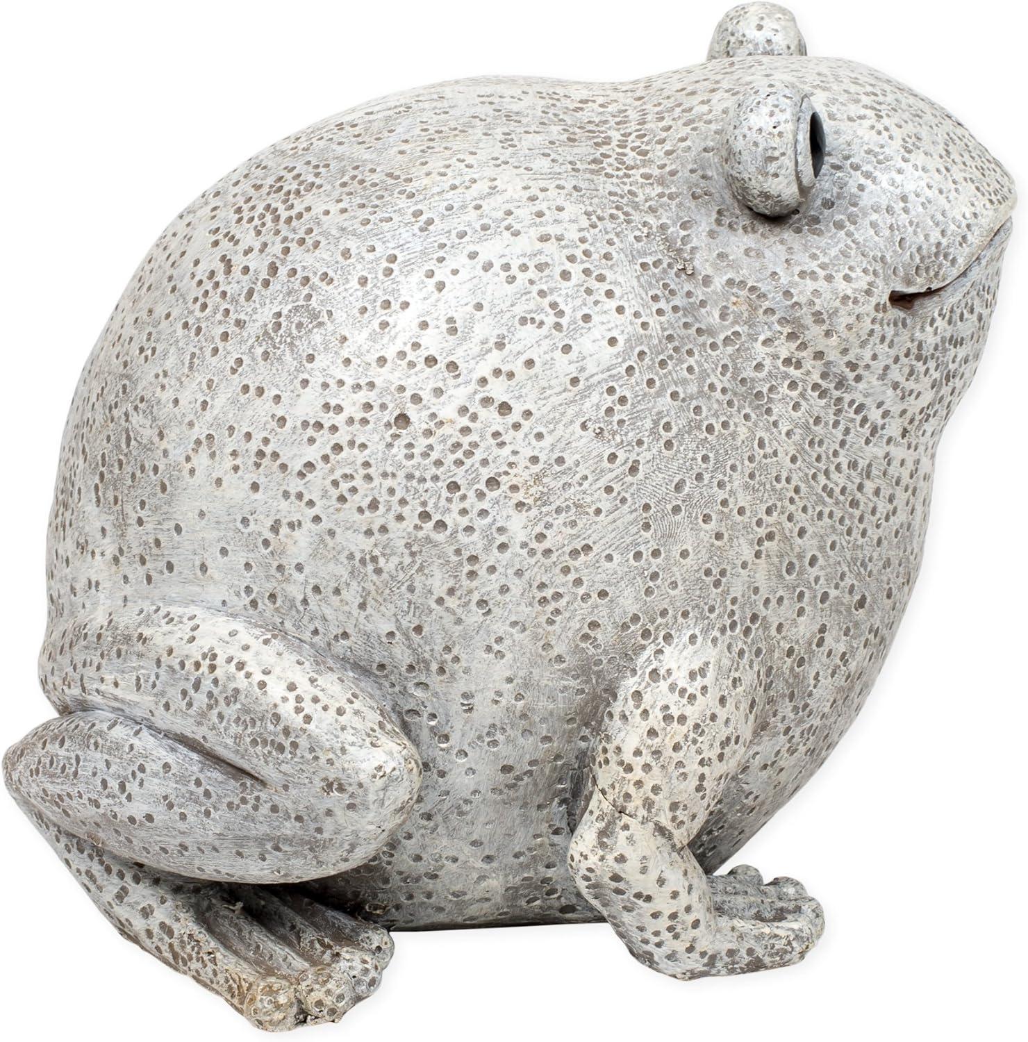 Gray and Off-White Pudgy Frog Garden Statue