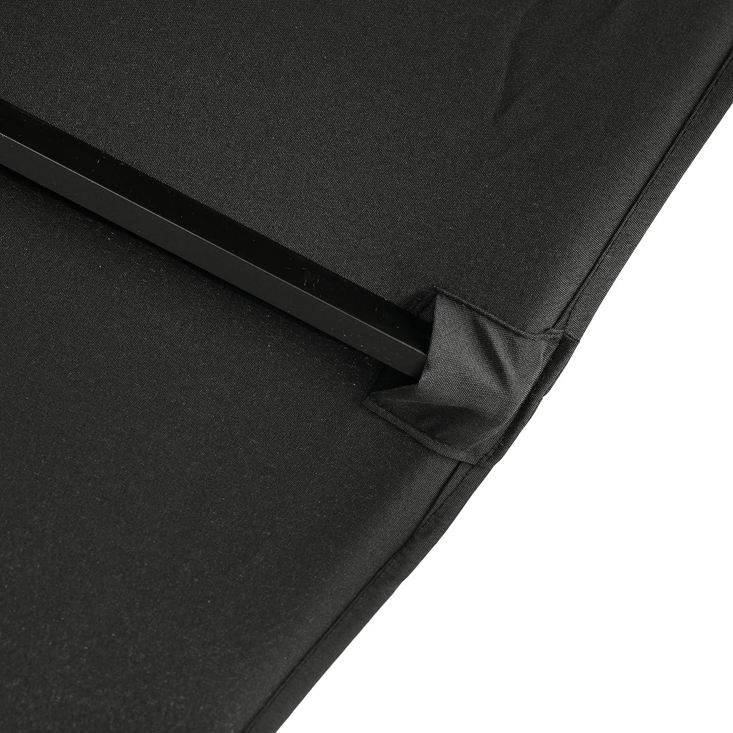 Island Umbrella 10' x 6.5' Rectangular Bimini Market Patio Umbrella Black: Weather-Resistant, Steel Frame, Crank Handle