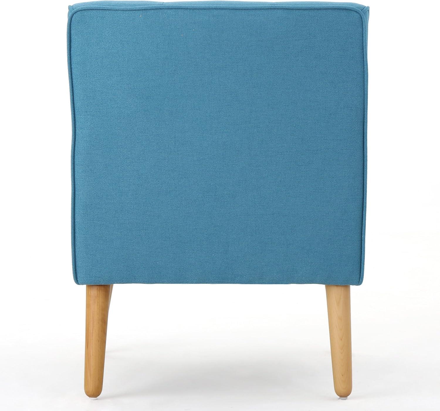 Felicity Mid-Century Armchair Teal: Upholstered, Tufted, Wooden Legs - Christopher Knight Home