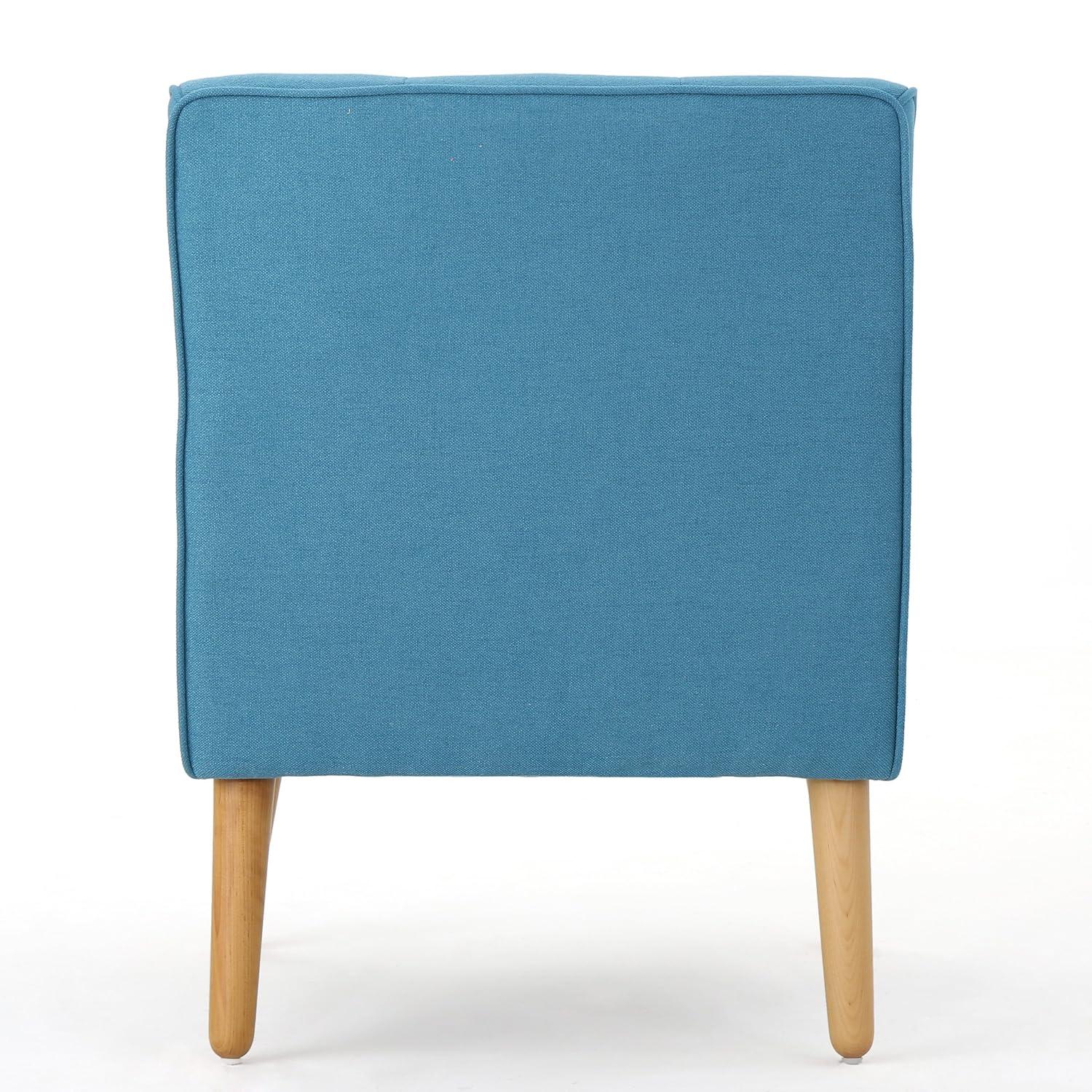 Felicity Mid-Century Armchair Teal: Upholstered, Tufted, Wooden Legs - Christopher Knight Home