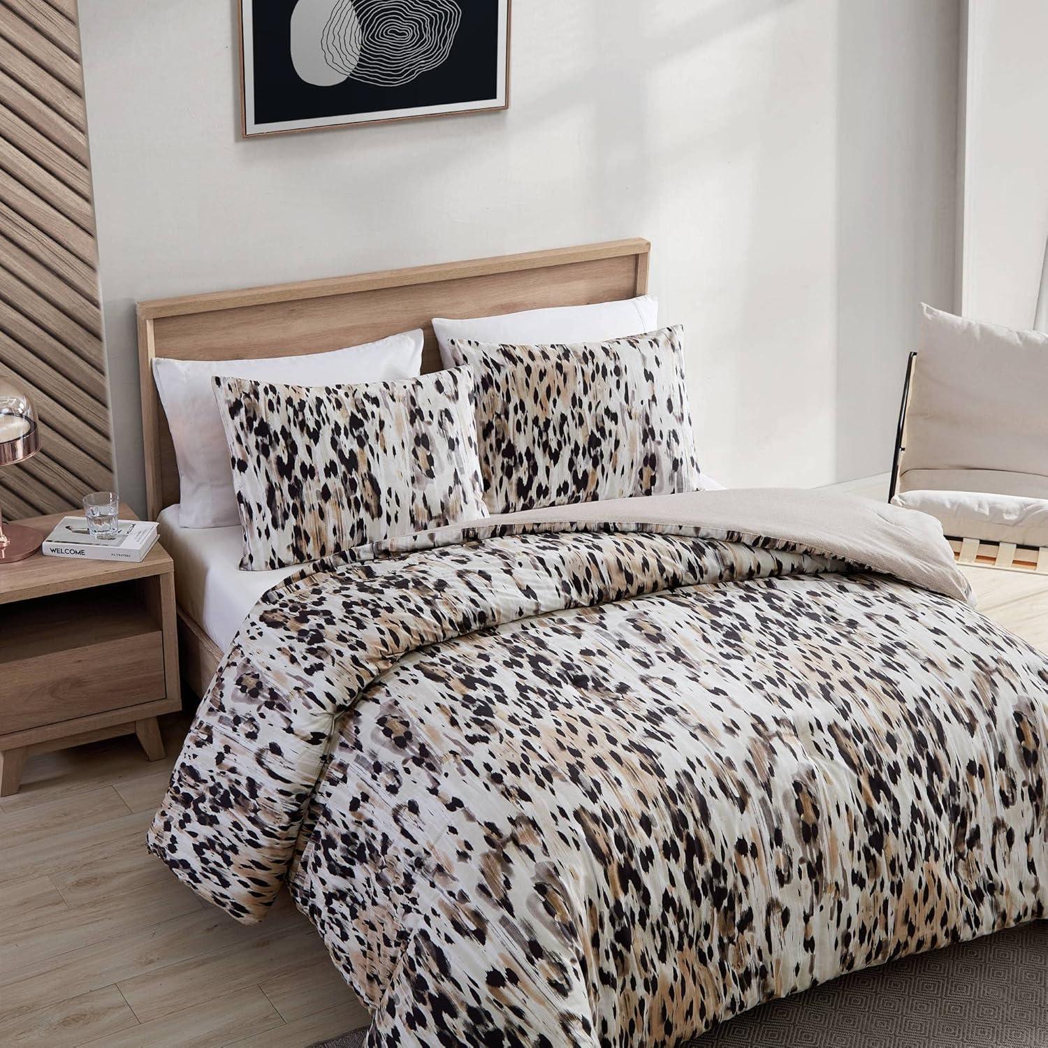 Kenneth Cole Abstract Leopard Cotton Brown Comforter Set