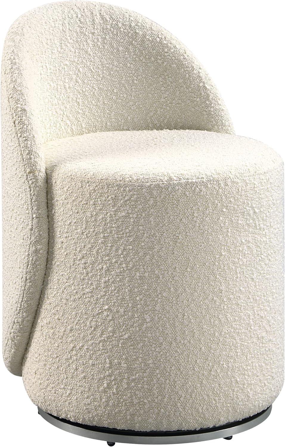 OSP Home Furnishings Lystra Fabric Swivel Vanity Chair in Textured Cream Fabric