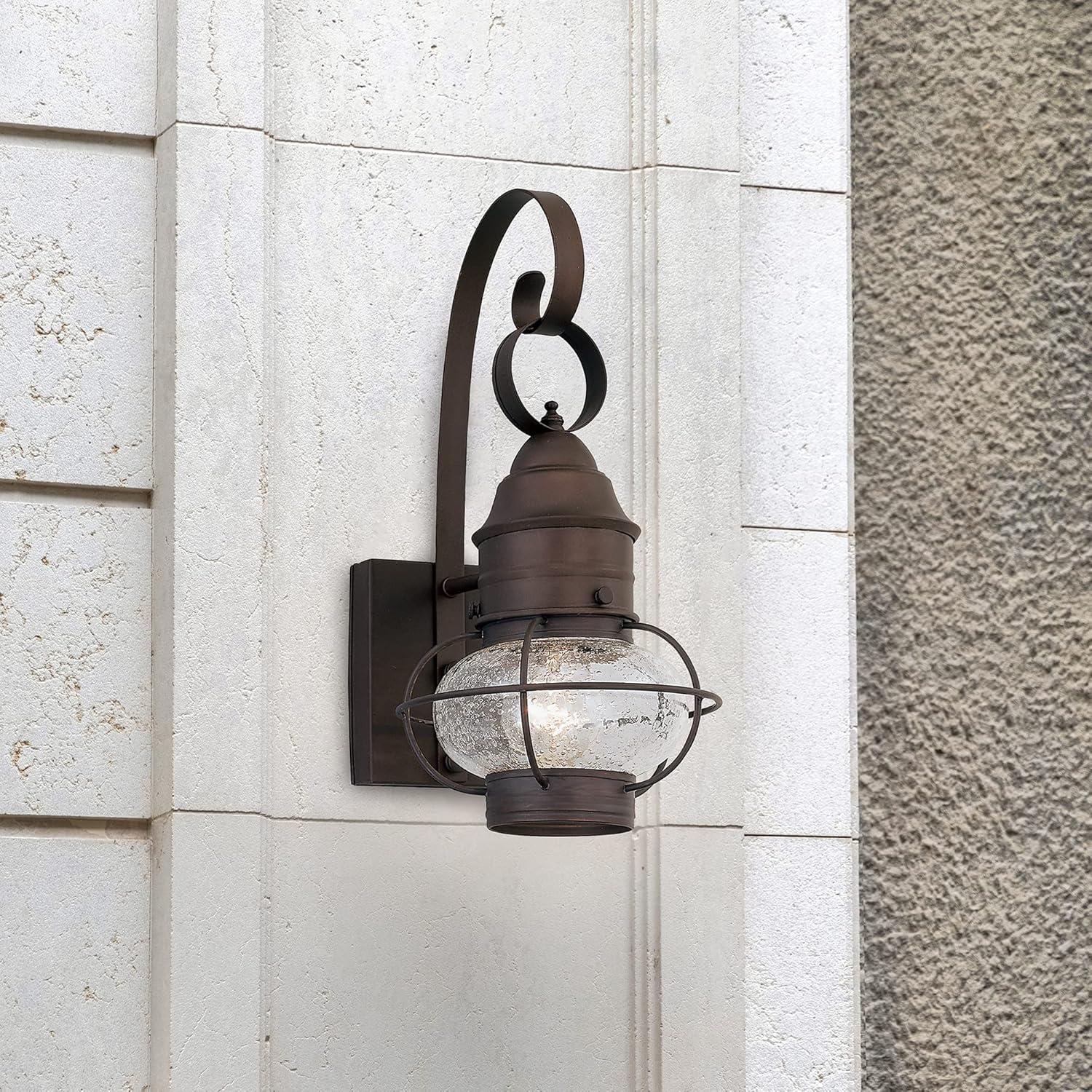 Rustique Bronze Outdoor Lantern Wall Sconce, 14.25in H