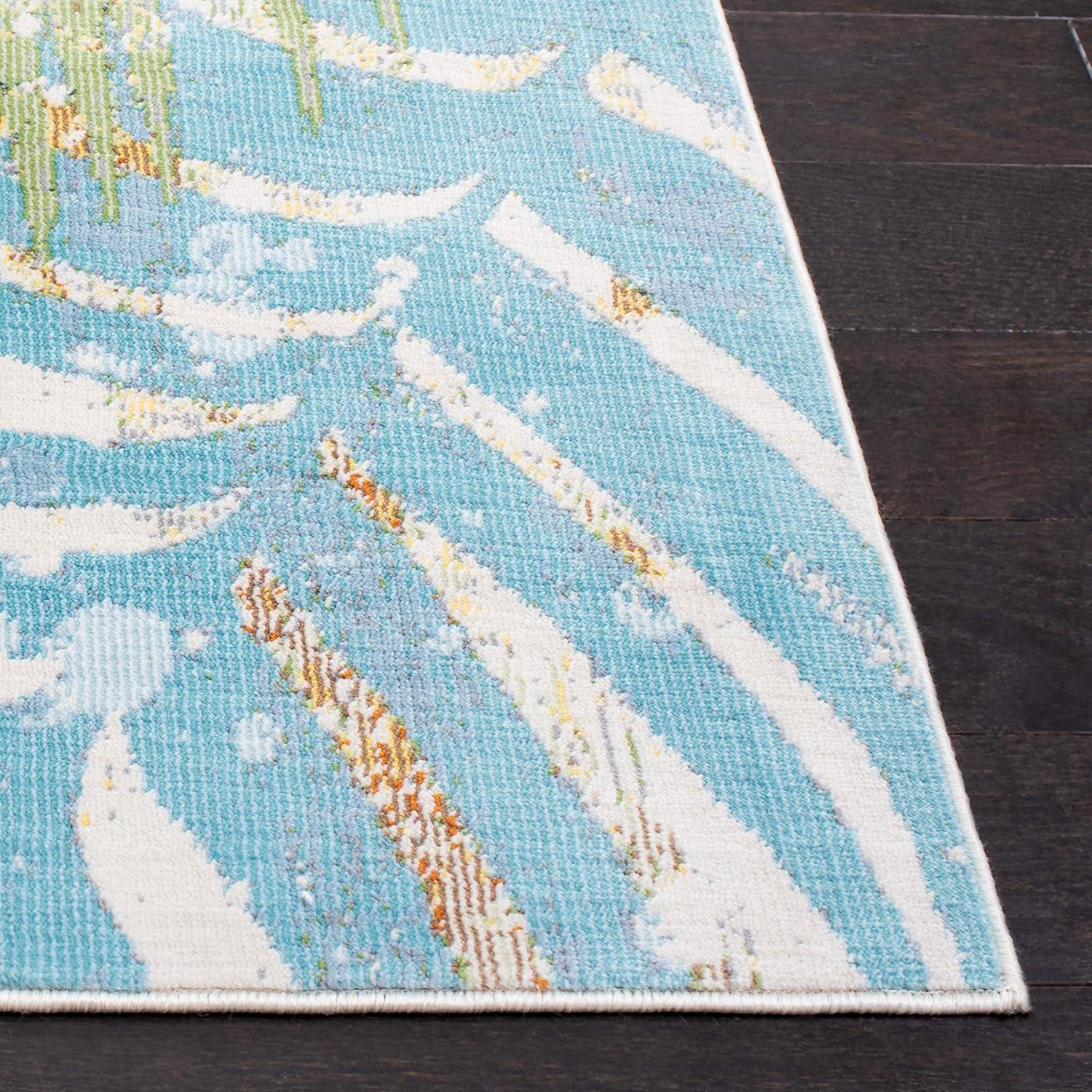 Blue & Green Floral Dream Runner Rug - Easy Care Synthetic