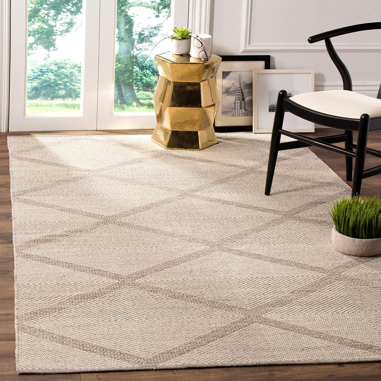 SAFAVIEH Montauk Bailey Geometric Diamond Cotton Area Rug, Black, 9' x 12'