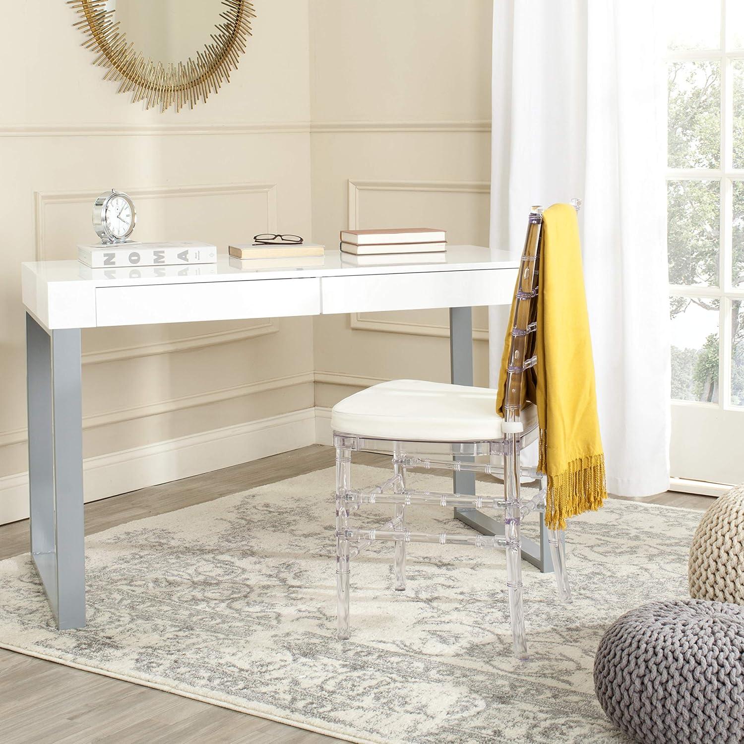 Barton Desk - White/Grey - Safavieh