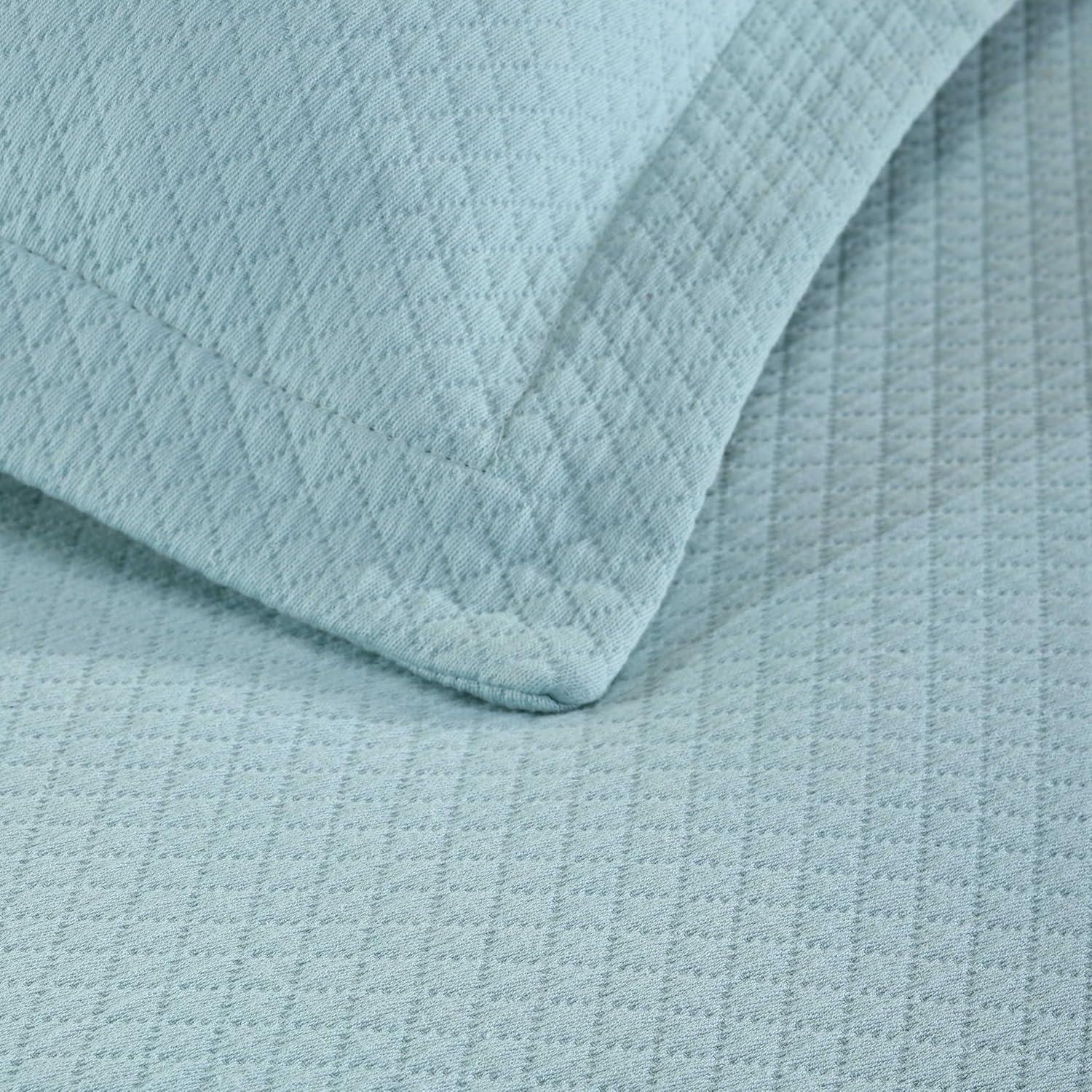 Aqua Diamond Solitaire Twin Cotton Bedspread Set with Pillow Sham