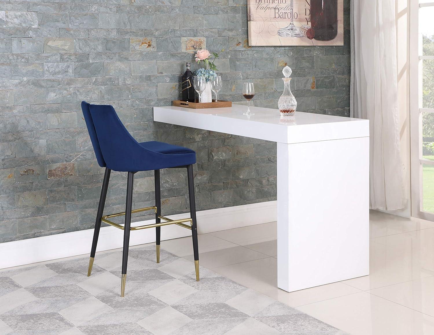 Meridian Furniture Sleek Navy Velvet Stool (Set of 2)