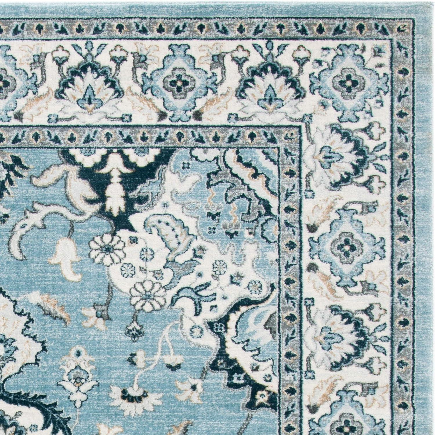 SAFAVIEH Isabella Tamzen Floral Bordered Area Rug, Light Blue/Cream, 4' x 6'