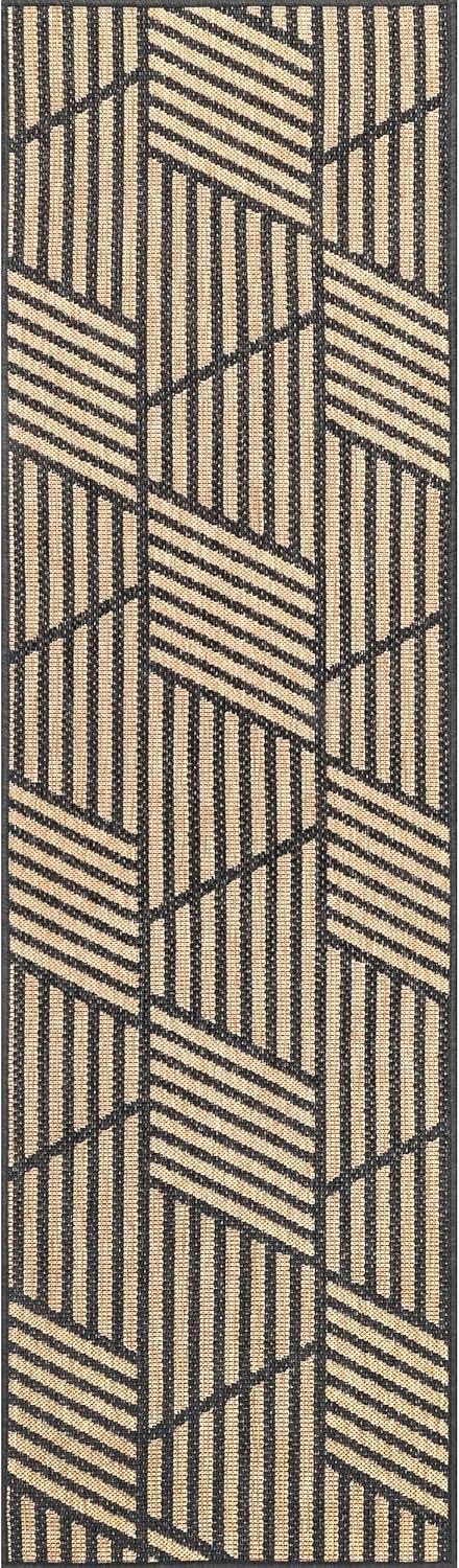 Nuloom Leona Geometric 10x12 Indoor/Outdoor Area Rug for Living Room Patio Deck Front Porch Kitchen, Charcoal/Ivory