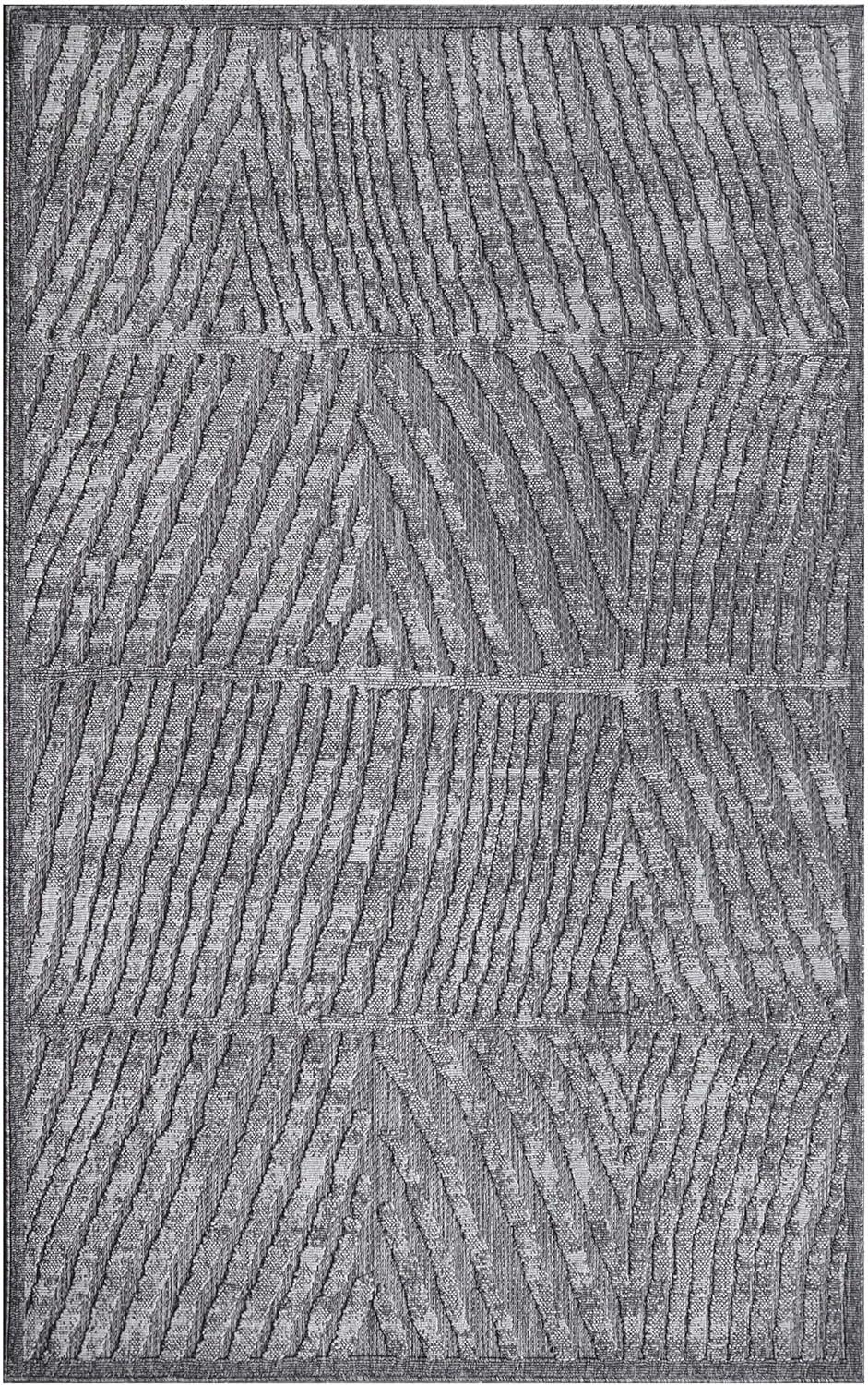 Superior Indoor Outdoor Area Rug, Perfect for Patio, Bedroom, Kitchen, Laundry Room, Entryway, Office, Playroom, Carpet Cover, Abstract Geometric Modern, Ellery Collection, 5' 2" x 7' 2", Grey
