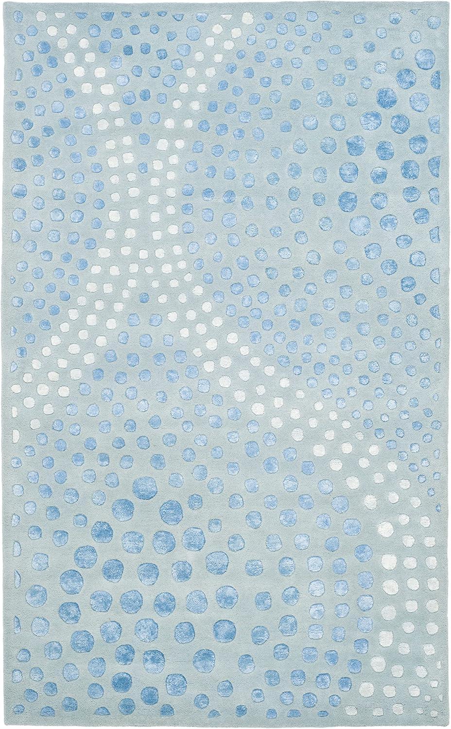 SAFAVIEH Soho Andrew Polka Dots Wool Area Rug, Light Blue, 3'6" x 5'6"