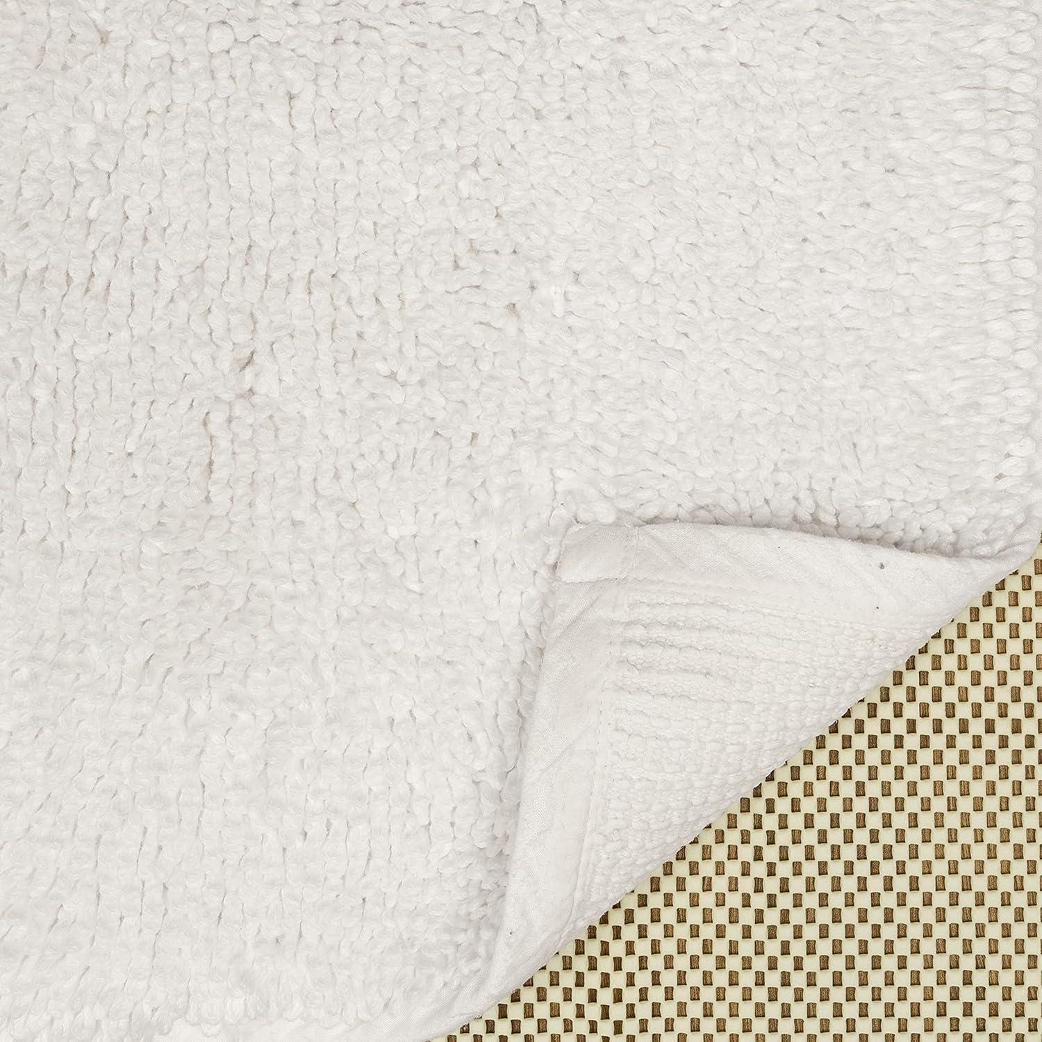Mohawk Home Classic Cotton Plush Stain/Fade Resistant Non-Slip Washable Bath Mat, White, 2' X 5'