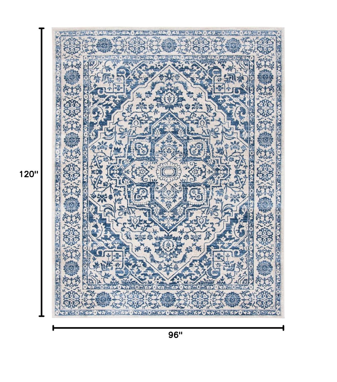 SAFAVIEH Brentwood Adams Oriental Area Rug, Navy/Light Grey, 8' x 10'