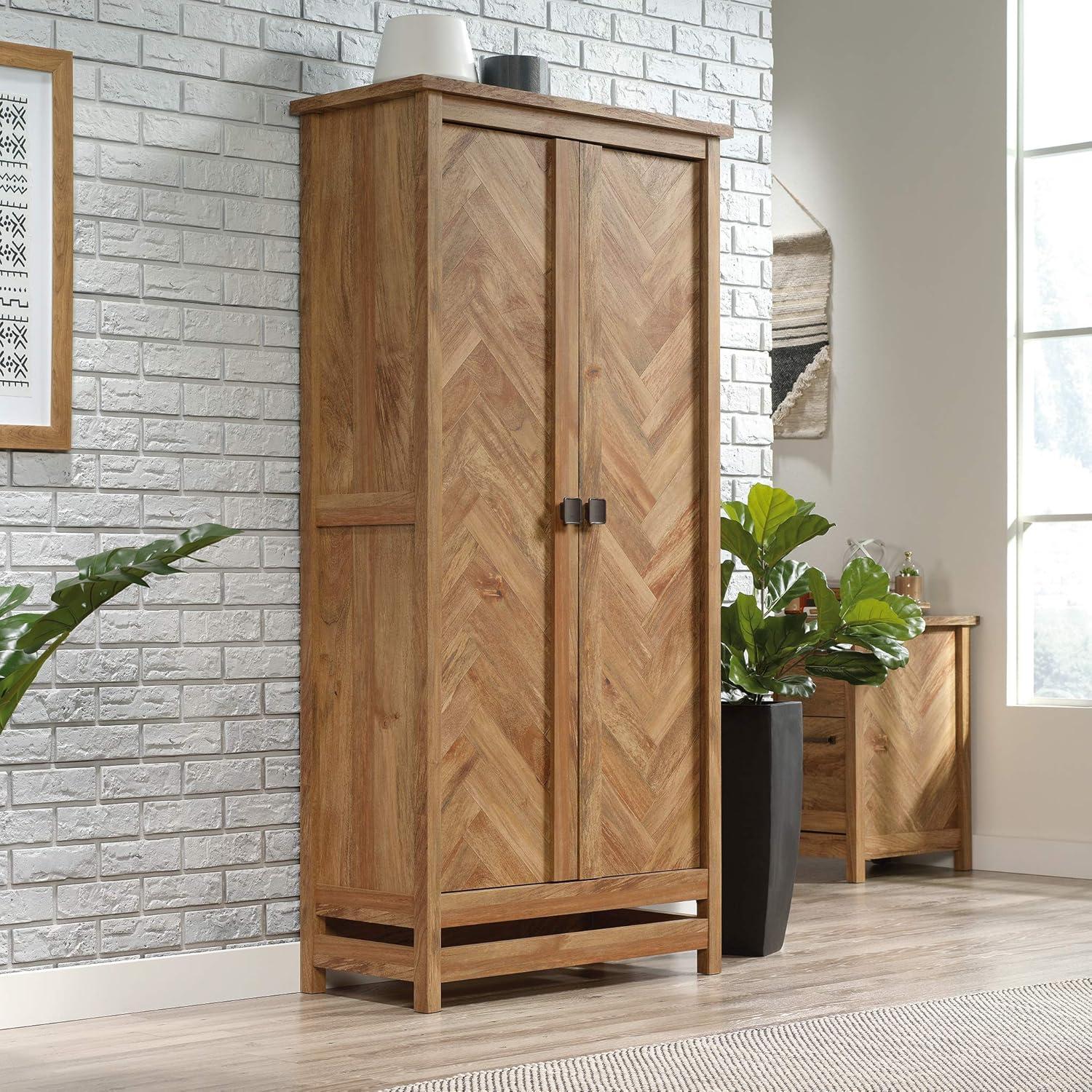 71" Cannery Bridge Cabinet Sindoori Mango - Sauder: Herringbone Pattern, Wood Composite