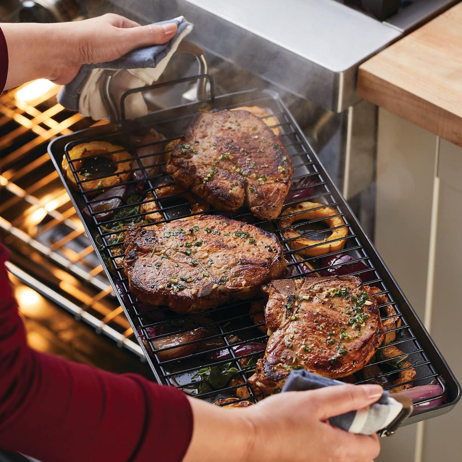 Anolon Advanced Home 10"x18" Double Burner Griddle Bronze: Nonstick, Hard Anodized, Oven-Safe, Silicone Handle