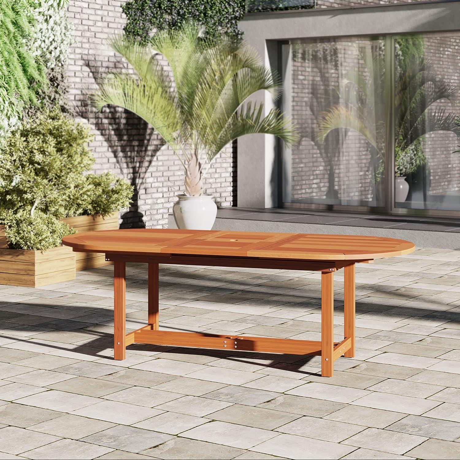 Amazonia Bahamas 7 Piece Rectangular Patio Dining Set | Eucalyptus Wood - Brown Chairs | Ideal for Outdoors and Indoors