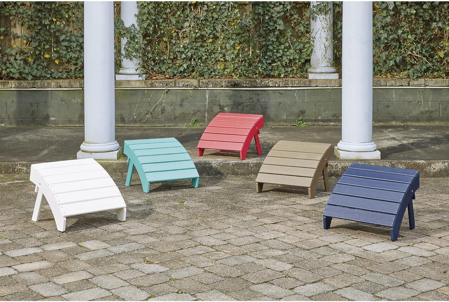 Cottage-Quaint Red HDPE Outdoor Ottoman with Slatted Design