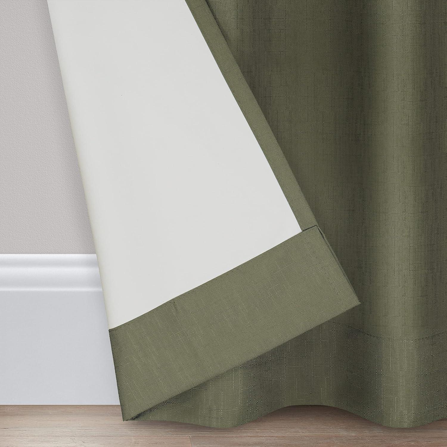 Eclipse Dayton Solid Blackout Rod Pocket Energy-Efficient Curtain Panel, Artichoke Green, 42"x95"