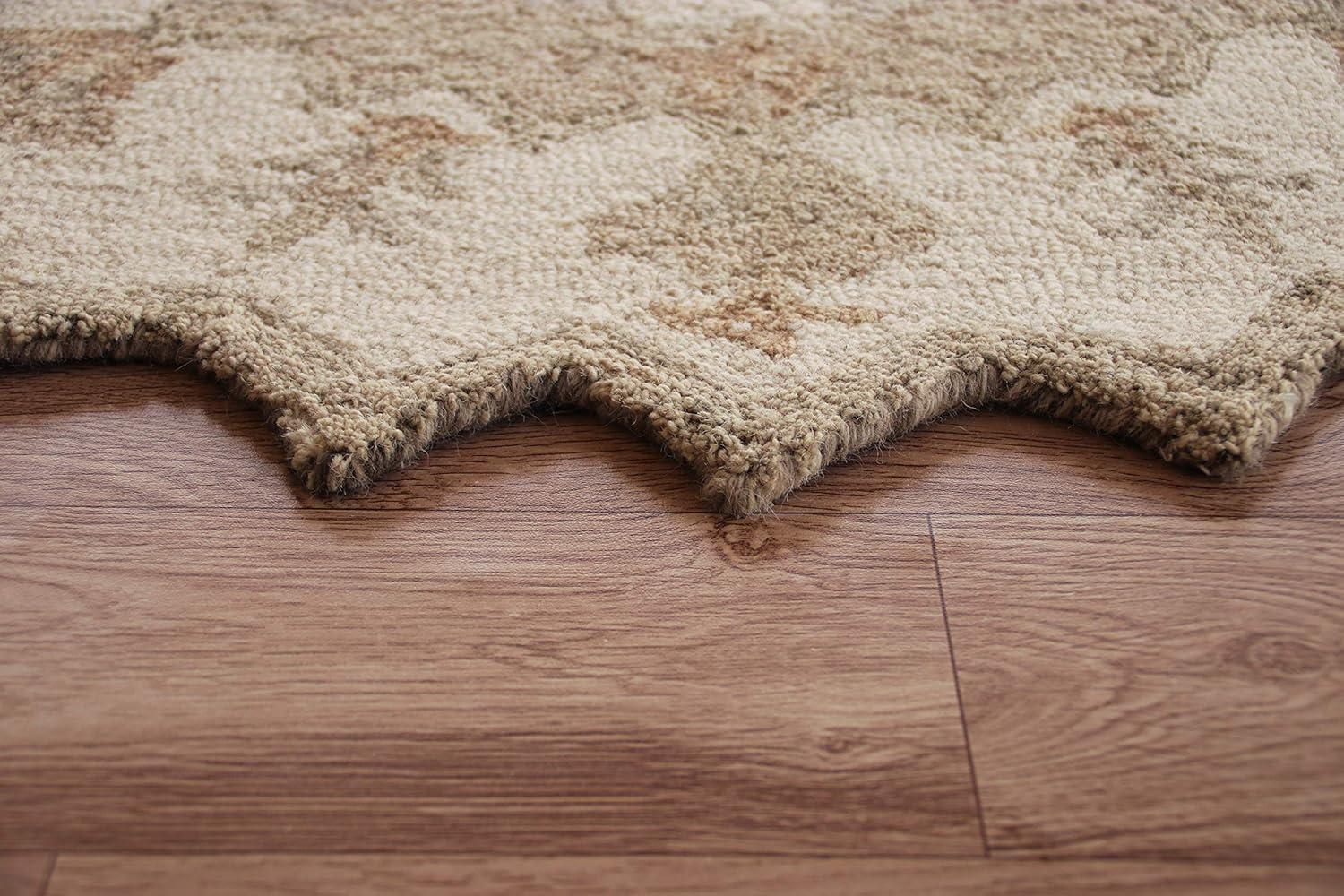 LR Home Daisey 2'3" x 3'10" Beige Classic Medallion Wool Hearth Indoor Area Rug