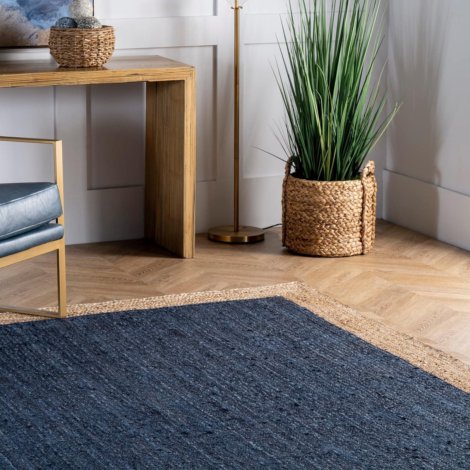 2'6"x8' Runner Hand Woven Eleonora Area Rug Blue- nuLOOM: Modern Jute Runner Rug, Low Pile, Indoor Use