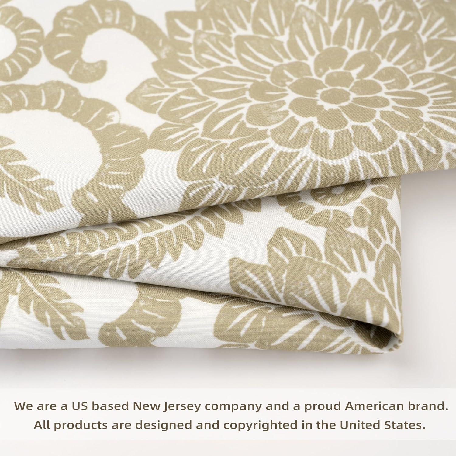 DriftAway Daisy Dahlia Blooming Flower/Floral Lined Thermal Insulated Energy Saving Window Curtain Valance for Living Room/Bedroom/Kitchen, 2 Layers, Rod Pocket, 52"x18"+2’’Header (Navy)