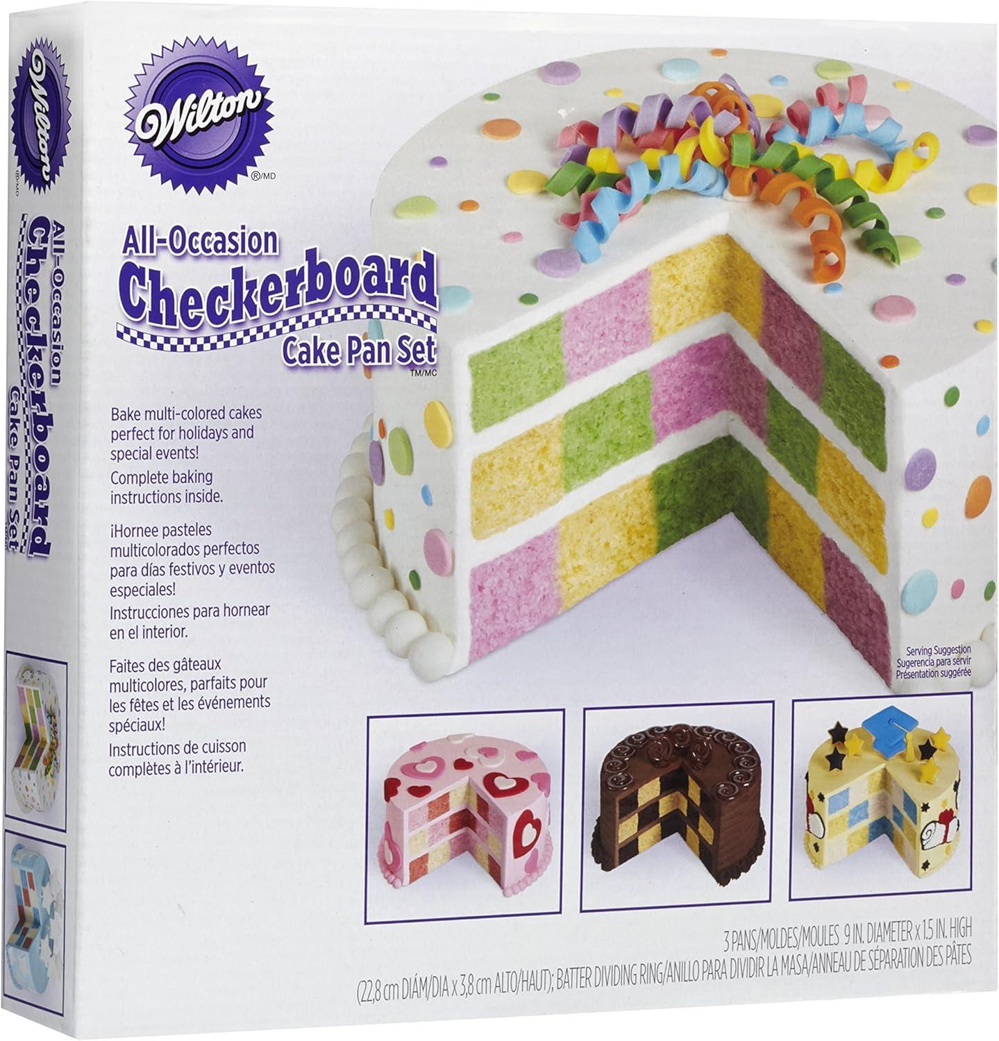 Non-Stick Round Checkerboard Cake Pan Set with Divider