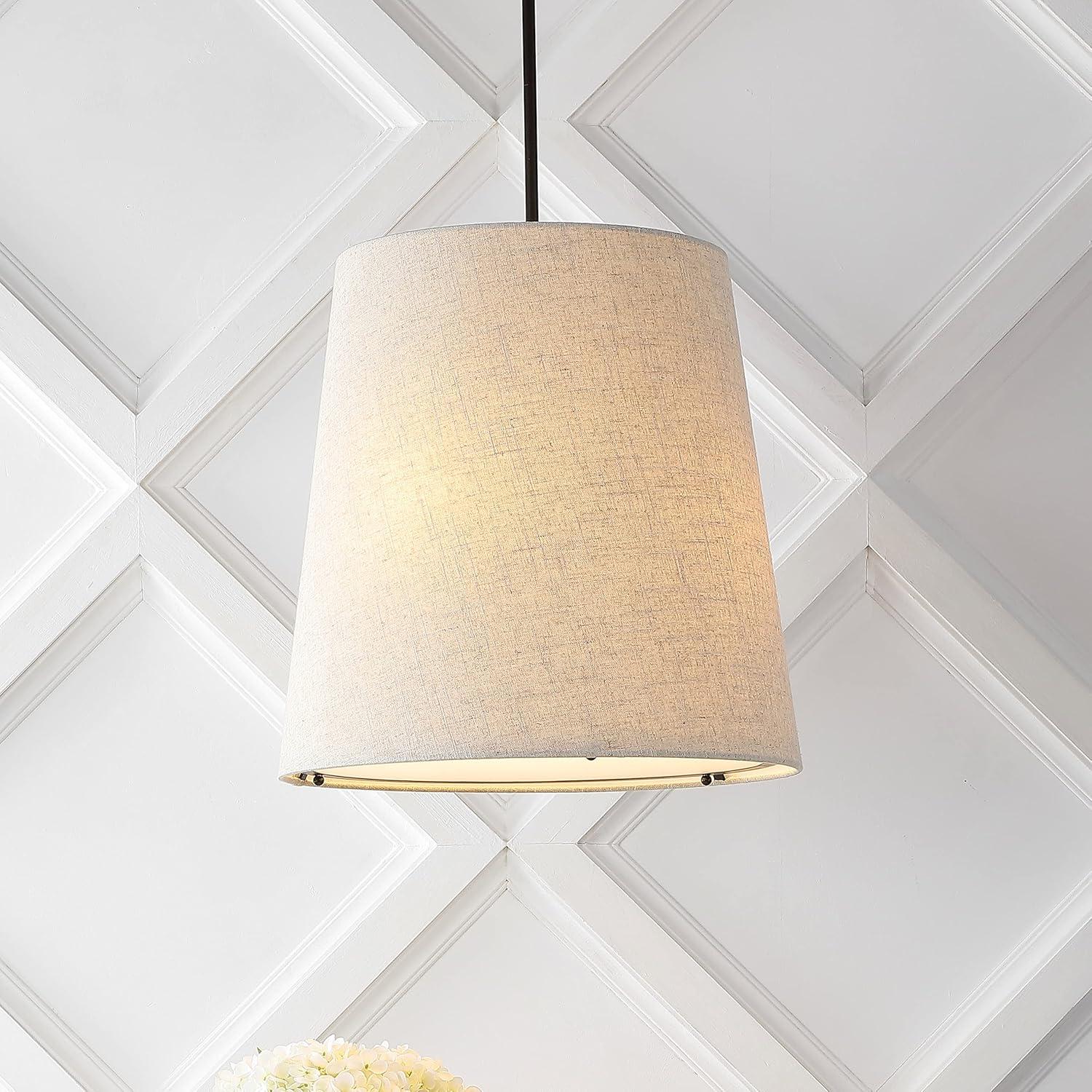 Arden 18" 1-Light Farmhouse Bohemian Iron LED Pendant, Oil Rubbed Bronze/Beige