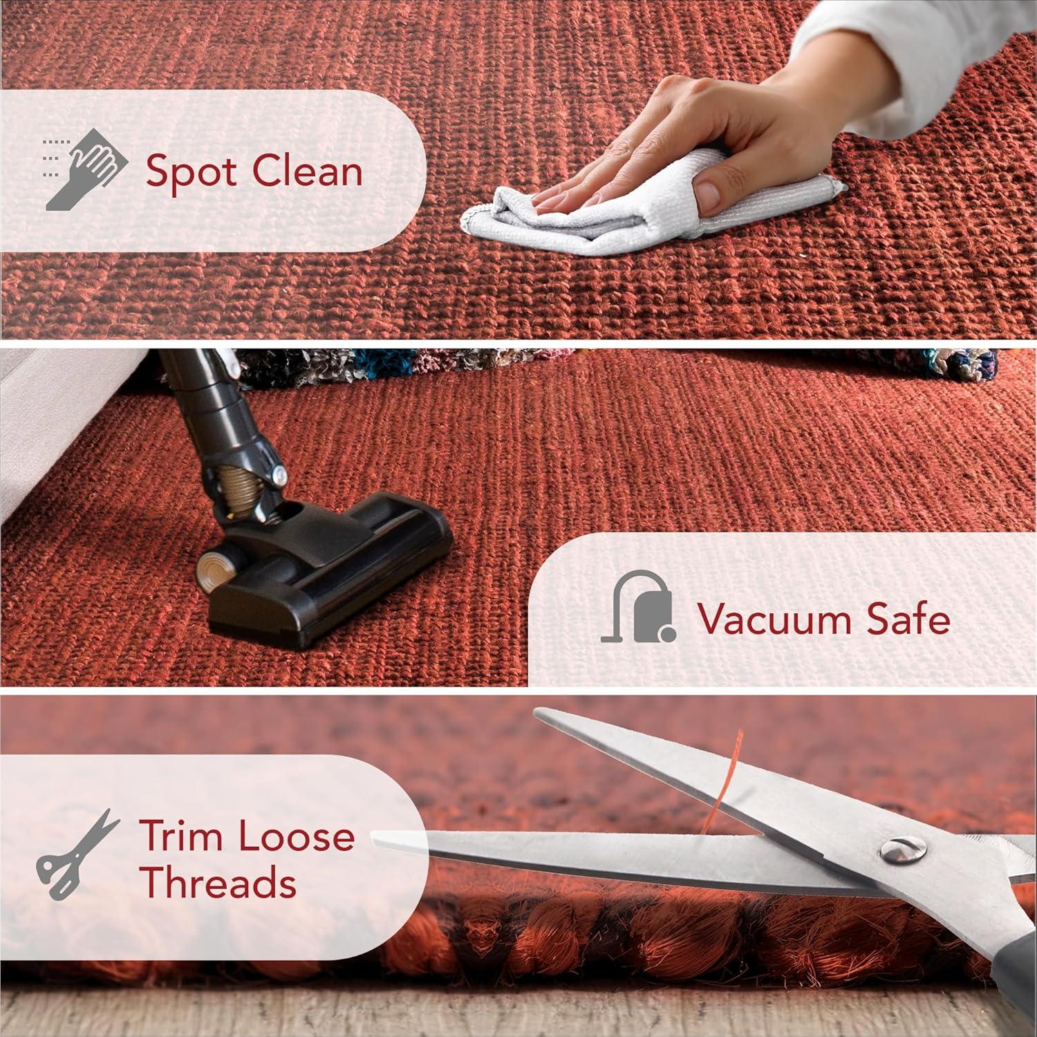 Nuloom 5x8 Daniela Jute Tassel Hand Woven Indoor Area Rug, Brick, Solid Chunky Farmhouse Design, Natural Fiber BedroomLiving Room