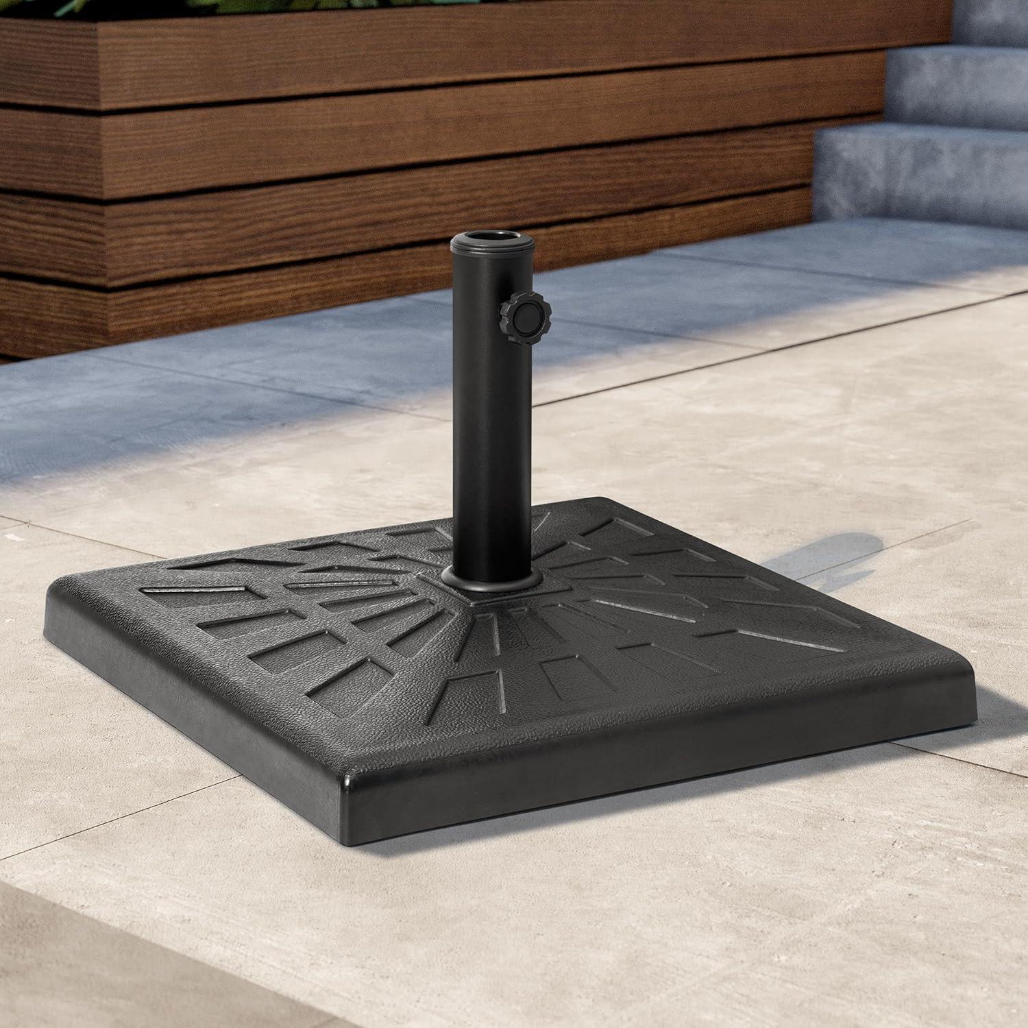 Crestlive Products 42.5 lbs Heavy Duty Square Concrete Patio Umbrella Base with 2 Wheels, Black