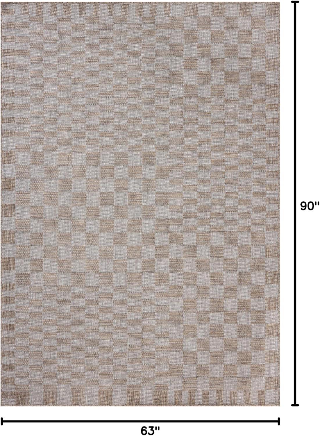 Natural Dove Geometric Synthetic Easy Care Rug, 5'-3" x 7'-6"