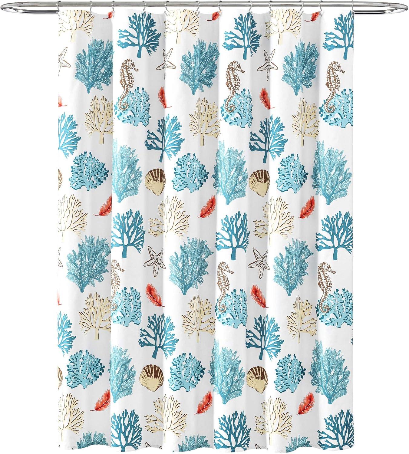 Lush Decor Coastal Reef Feather Shower Curtain