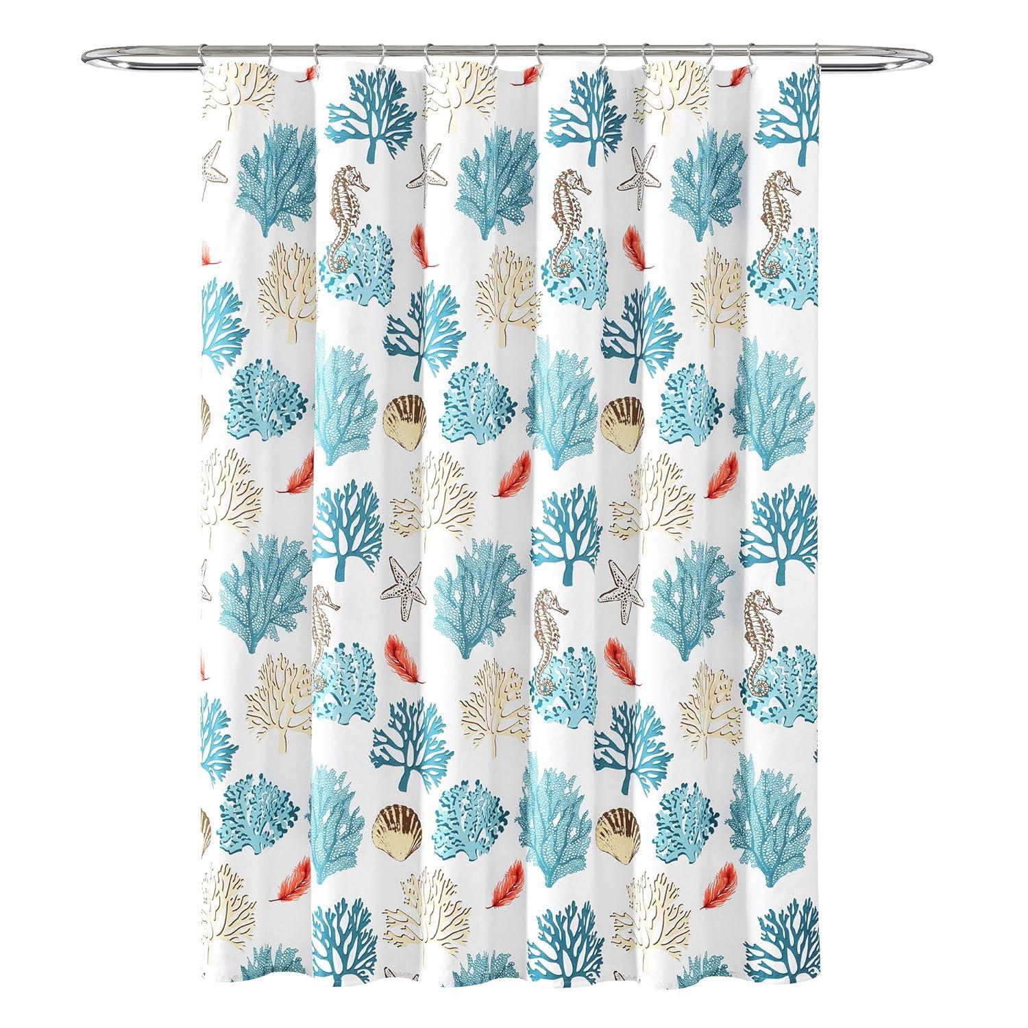 Lush Decor Coastal Reef Feather Shower Curtain