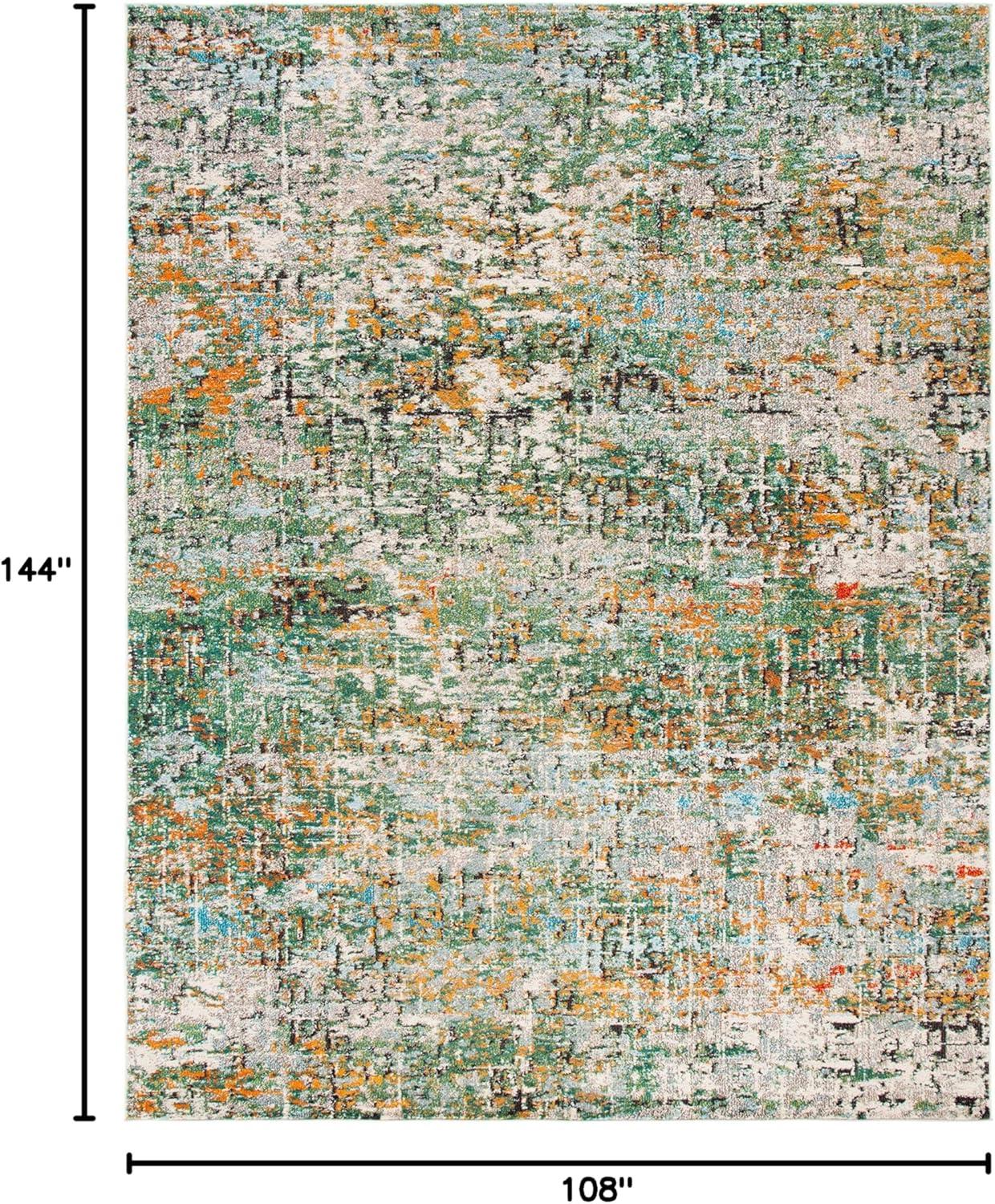 SAFAVIEH Madison Kebo Abstract Area Rug, Green/Turquoise, 9' x 12'